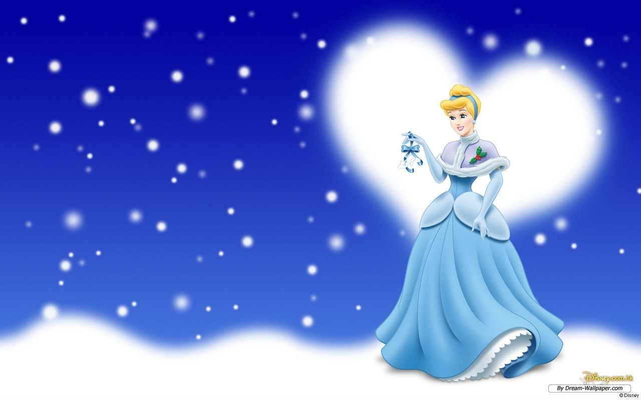 Cinderella, light blue gown, snowy night sky, HD Desktop Wallpaper