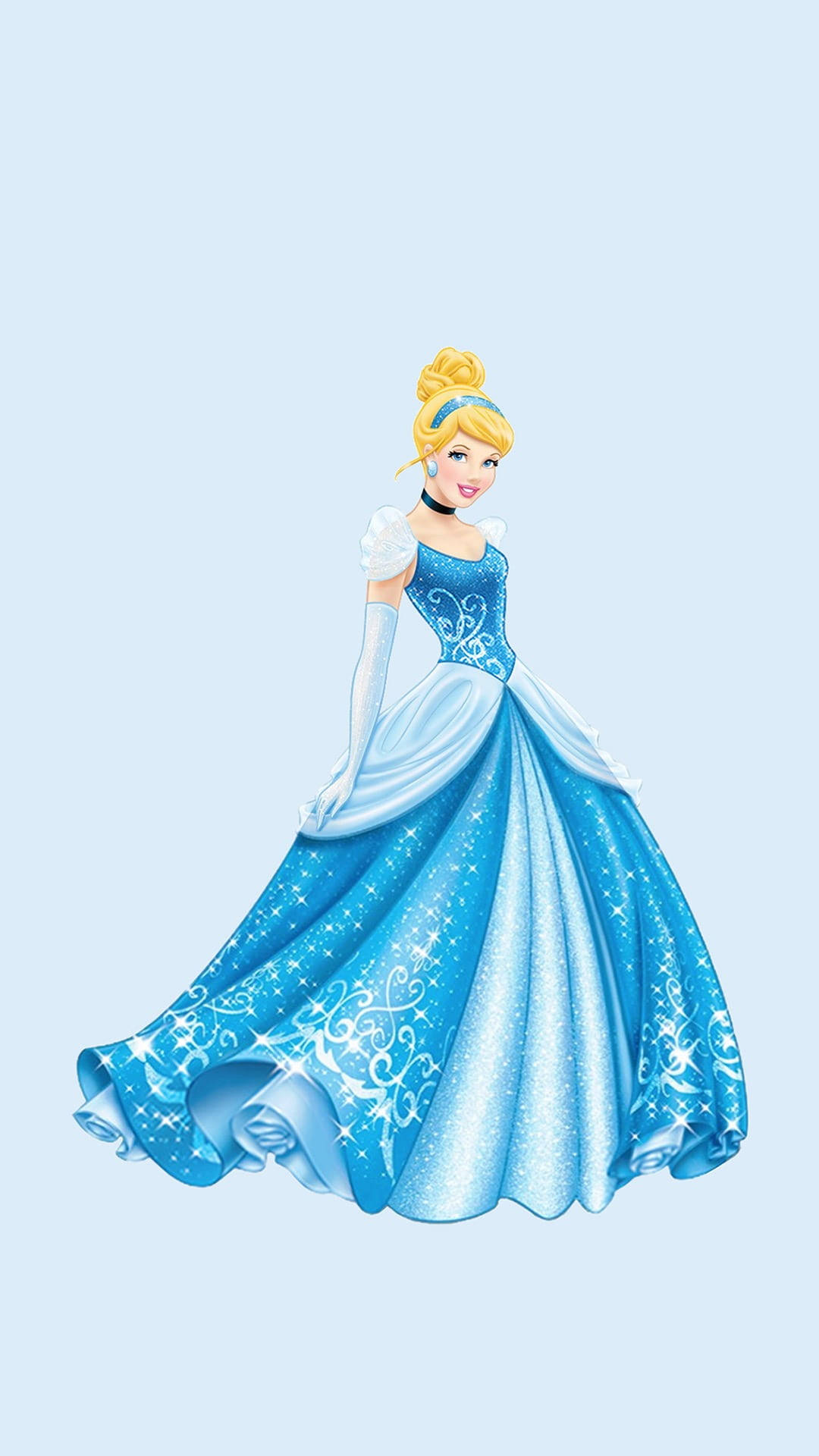Cinderella, blue ball gown, sparkling details, Full HD Phone Wallpaper