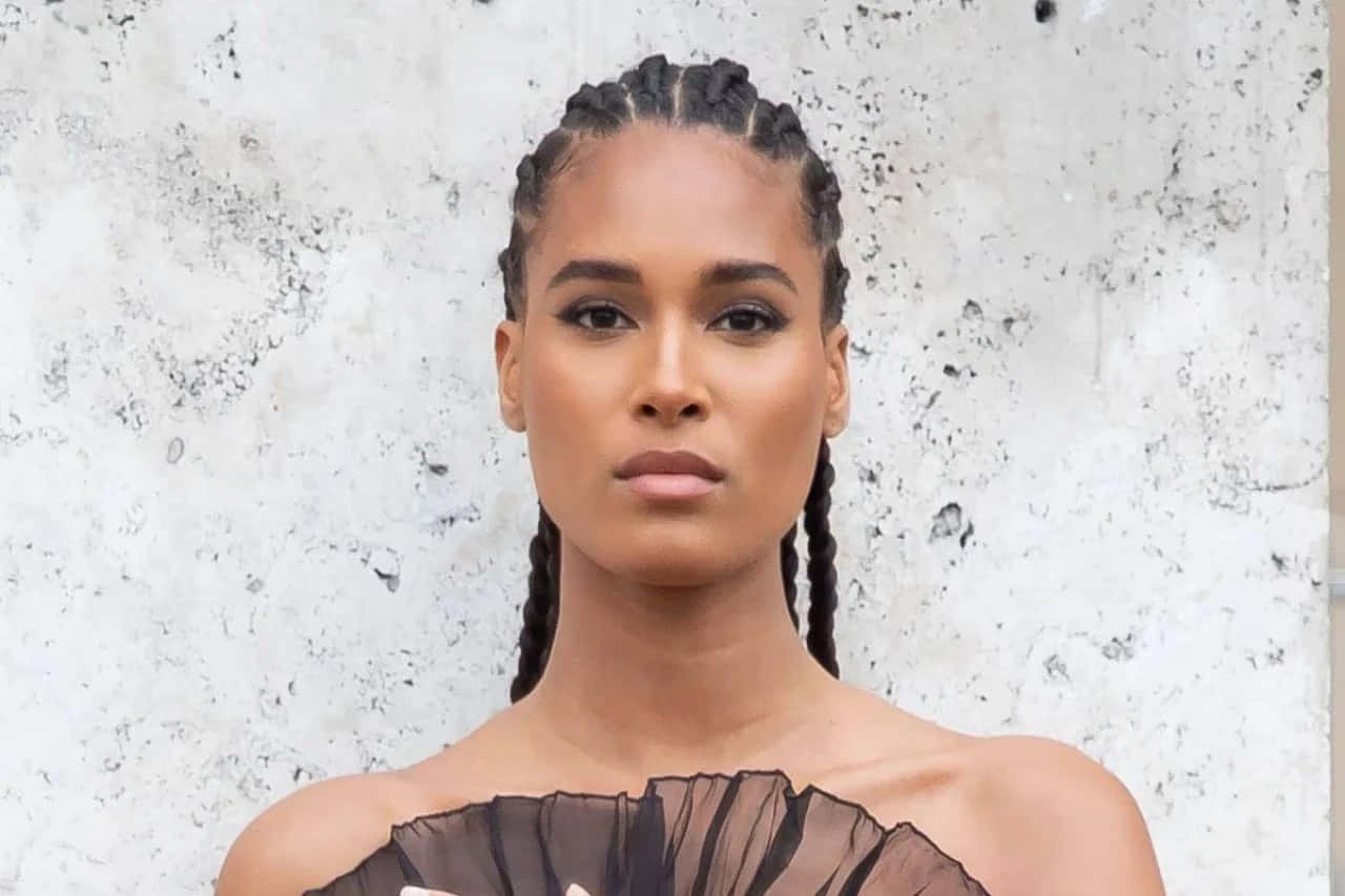 Cindy Bruna, sheer black top, textured white wall, HD Desktop Wallpaper