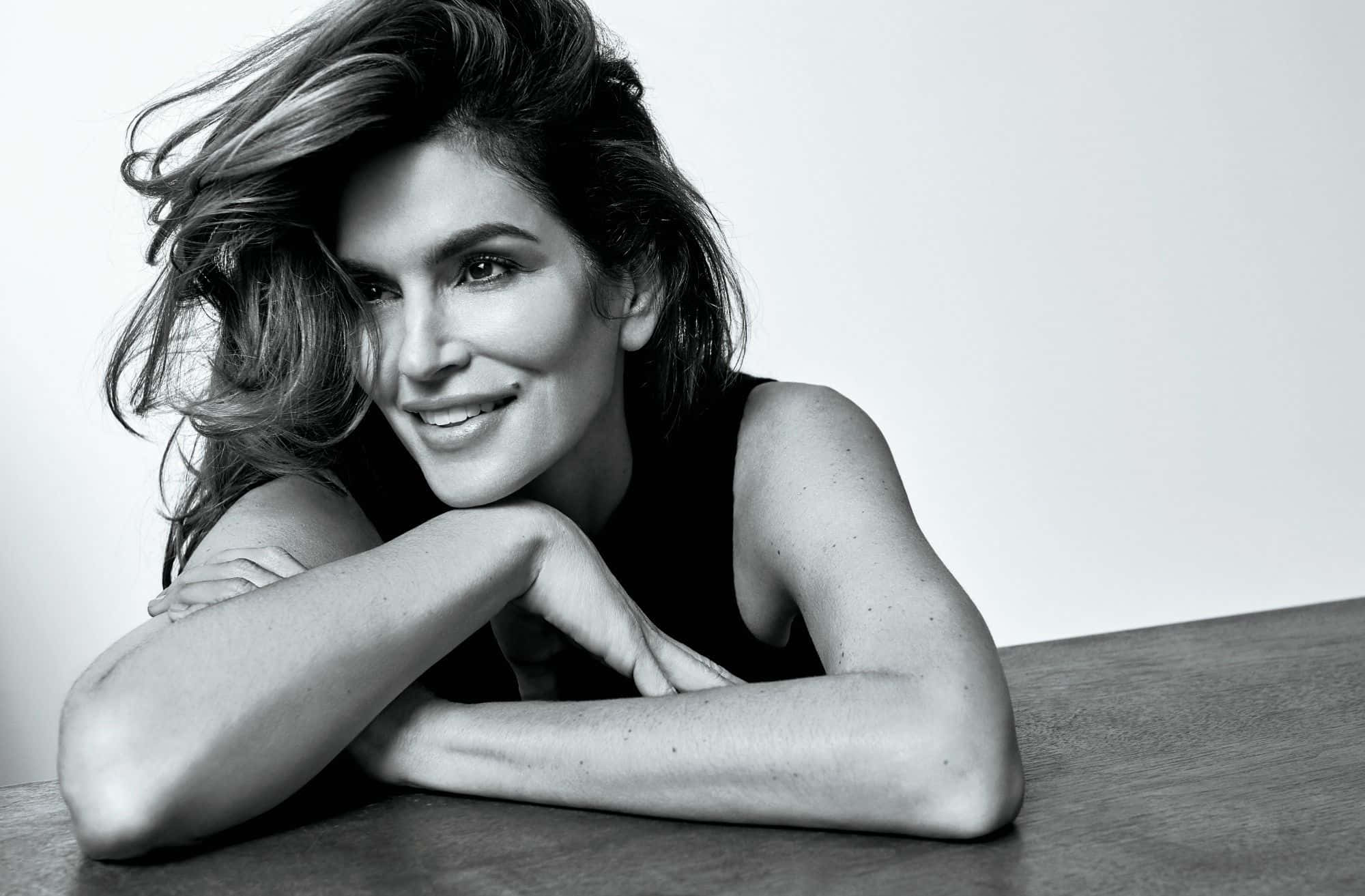 Cindy Crawford, black, tousled hair, Full HD Desktop Wallpaper