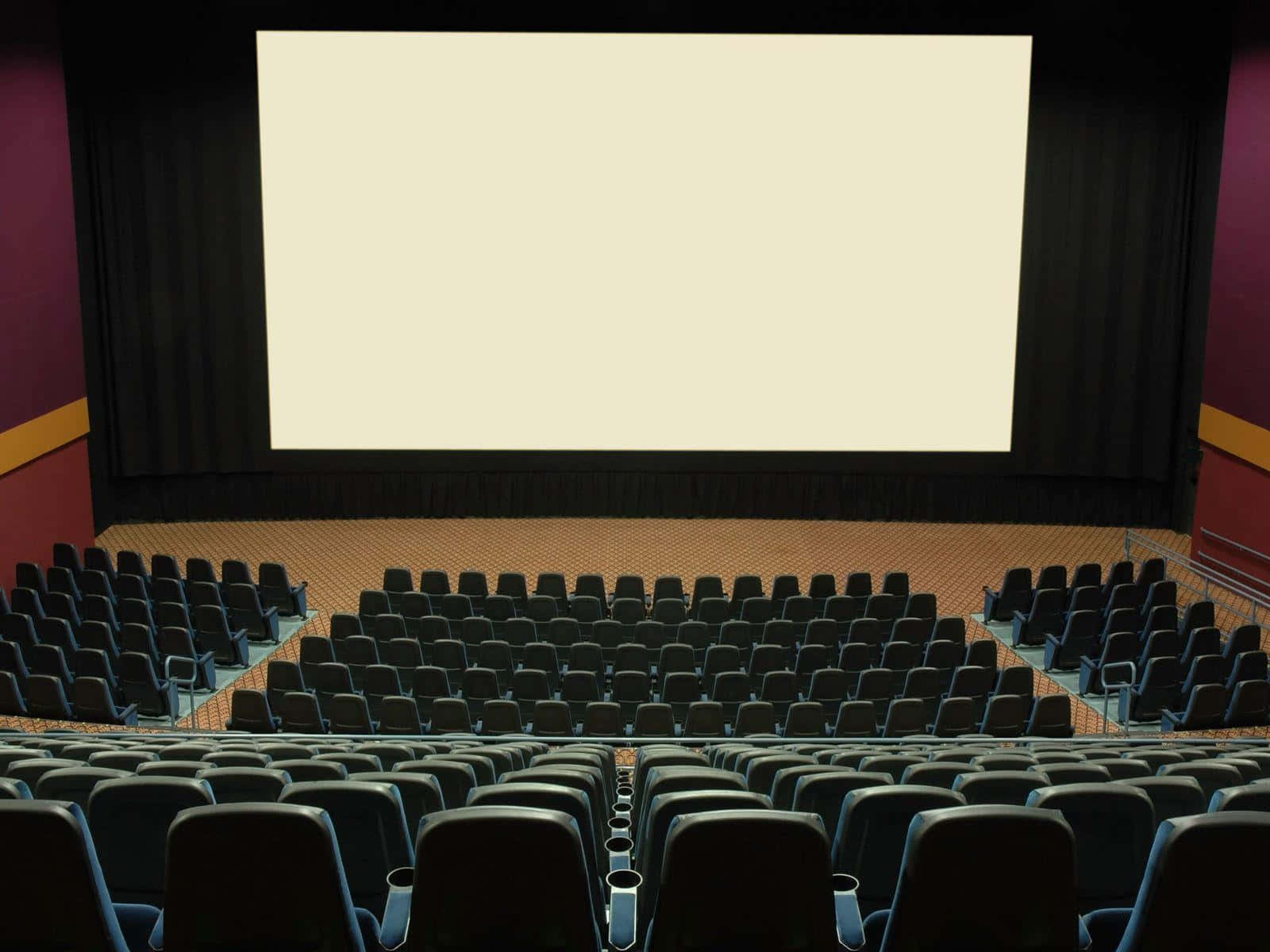 movie theater, empty dark theater seats, glowing blank screen, HD Desktop Wallpaper