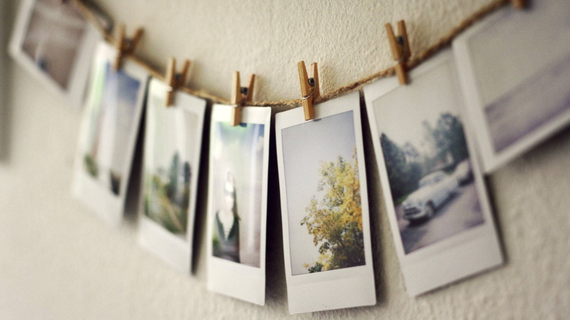 Polaroid film photos, vintage polaroid photos, twine, Full HD Desktop Wallpaper