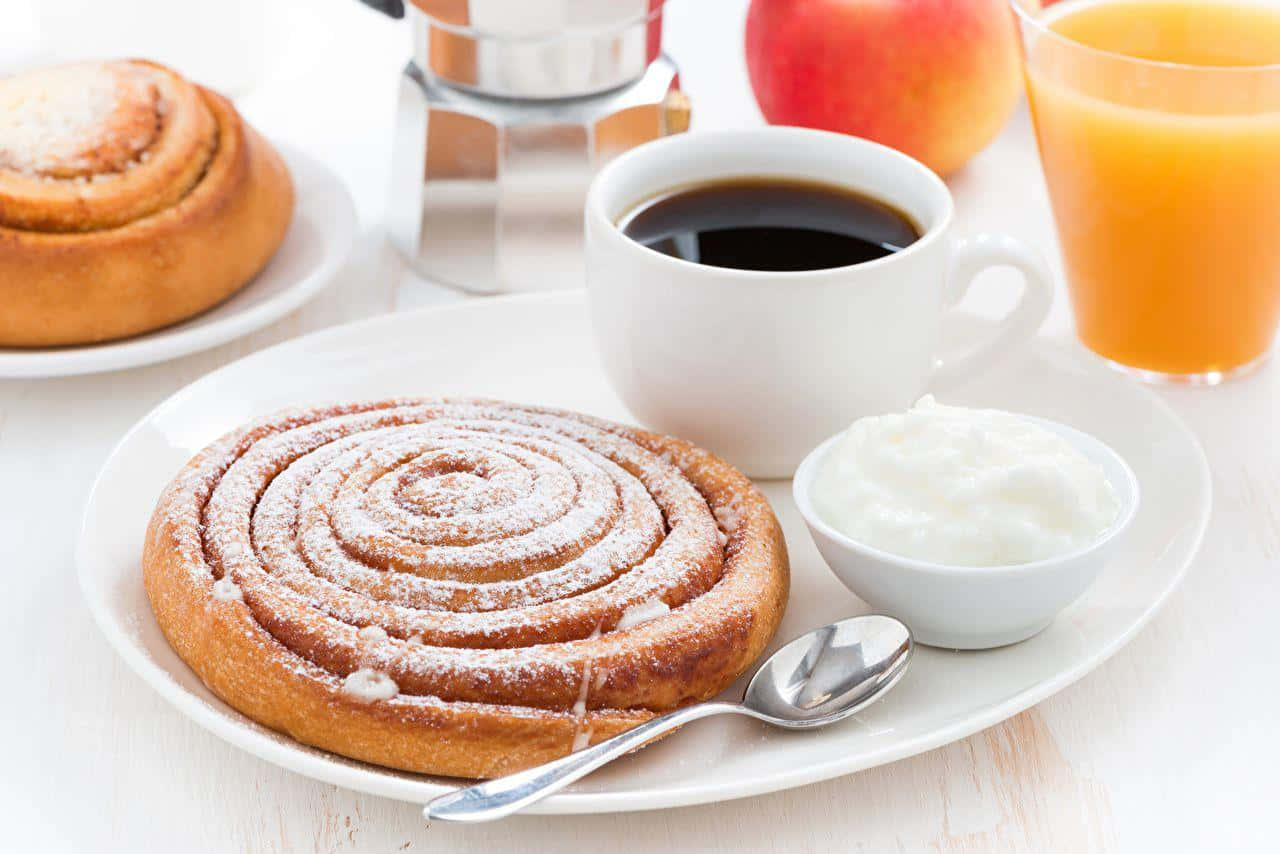cinnamon roll, golden spiral, powdered sugar, HD Desktop Wallpaper