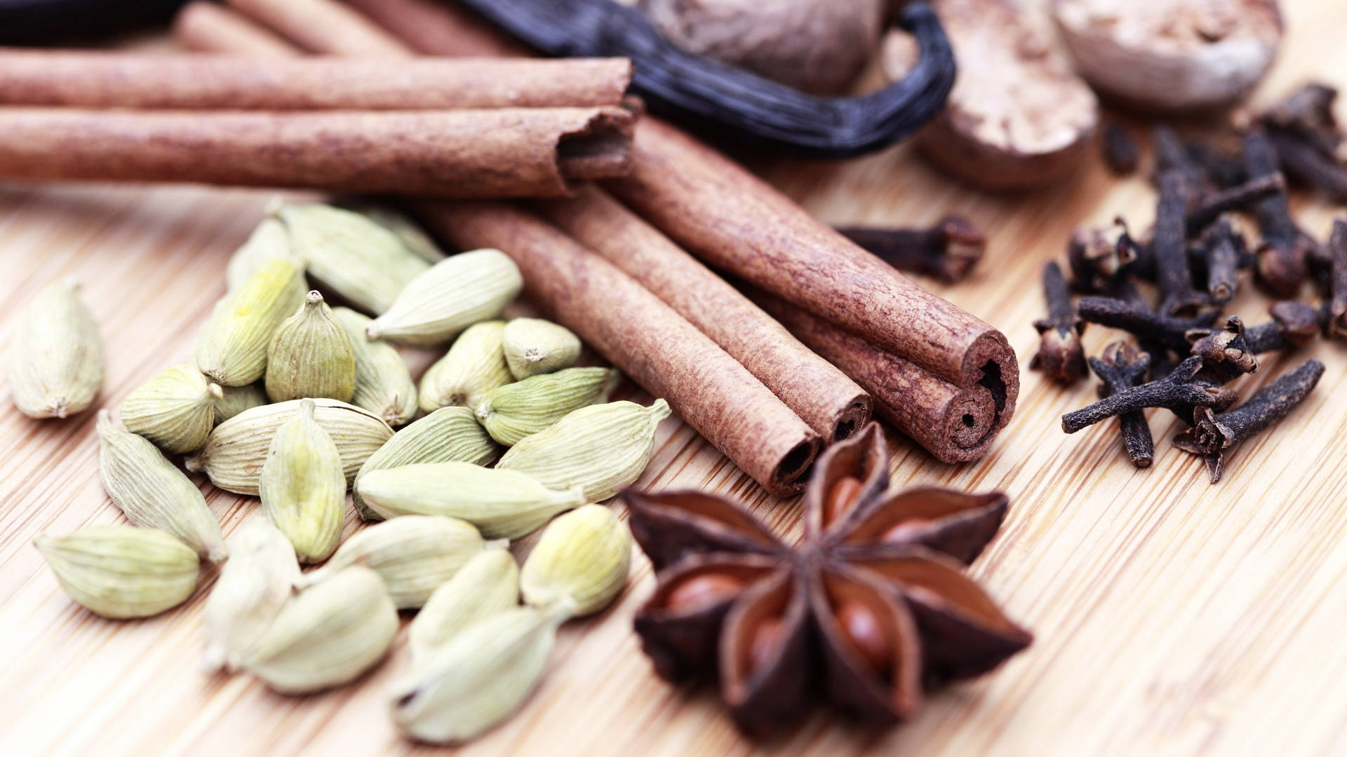 cinnamon, cardamom, star anise, Full HD Desktop Wallpaper