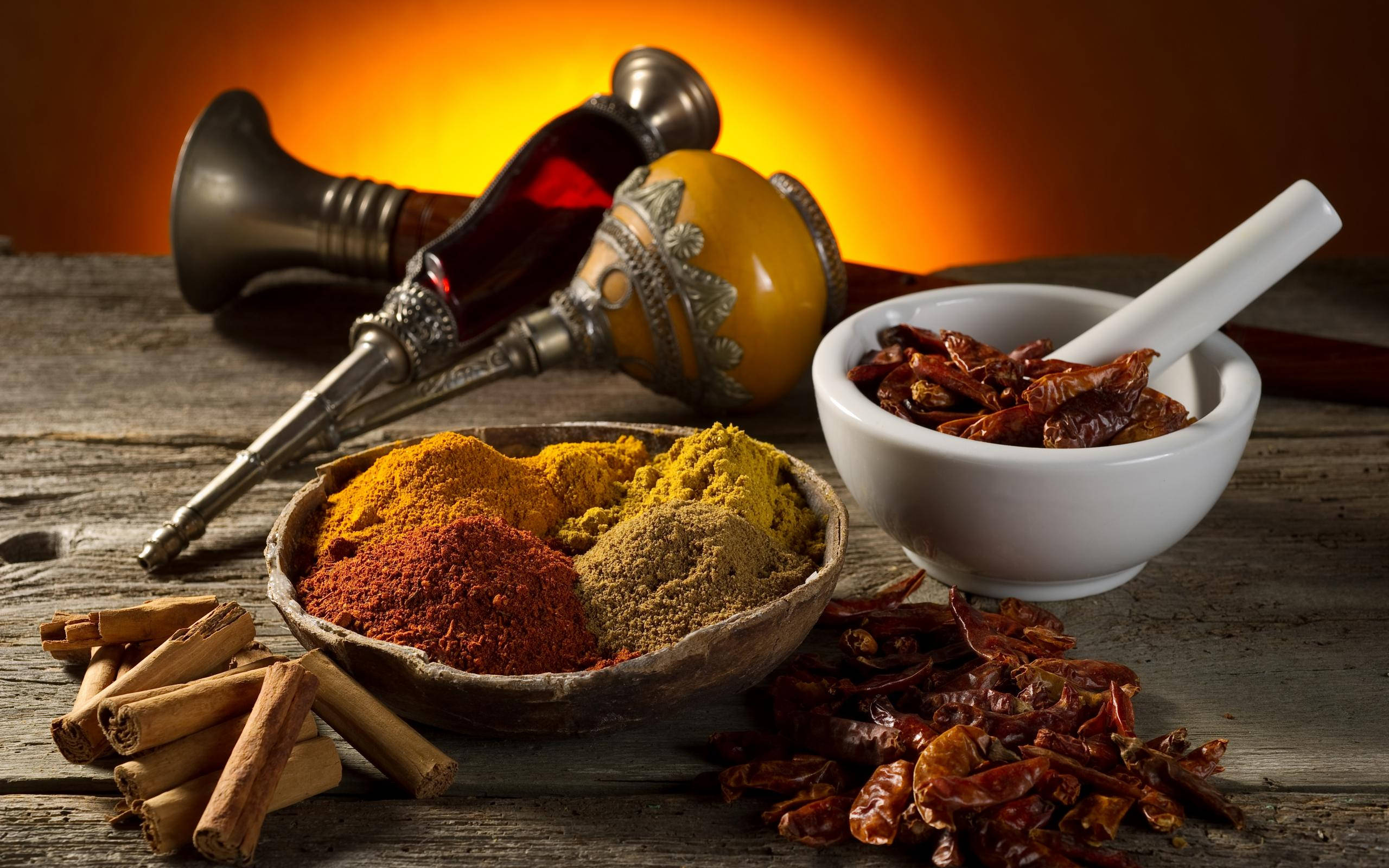 cinnamon sticks, turmeric, cayenne, 2K Desktop Wallpaper