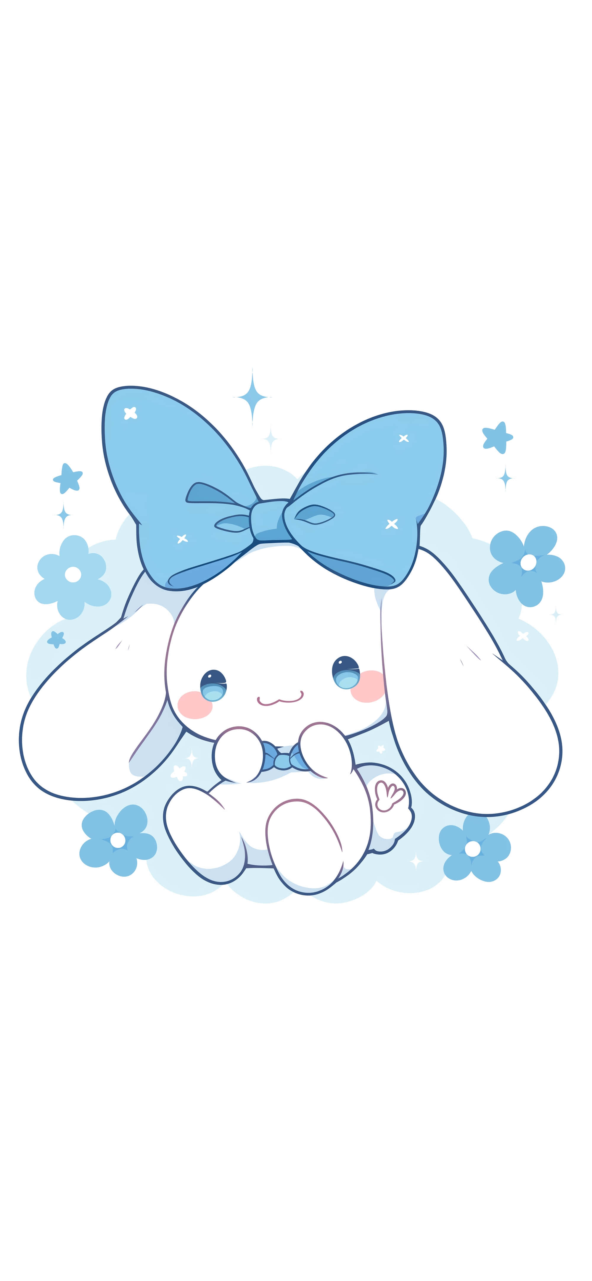 Cinnamoroll, blue bow, blue flowers, 4K Phone Wallpaper