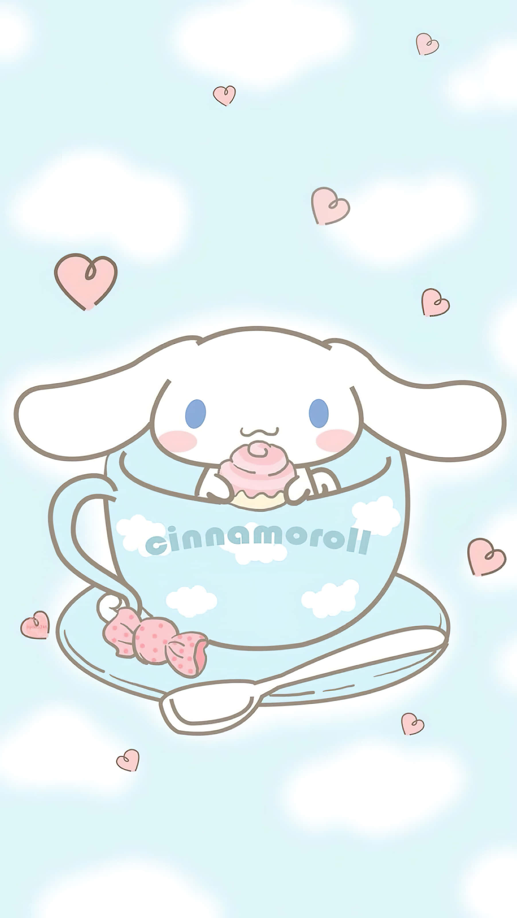 Cinnamoroll, light blue teacup, pink cupcake, 2K Phone Wallpaper
