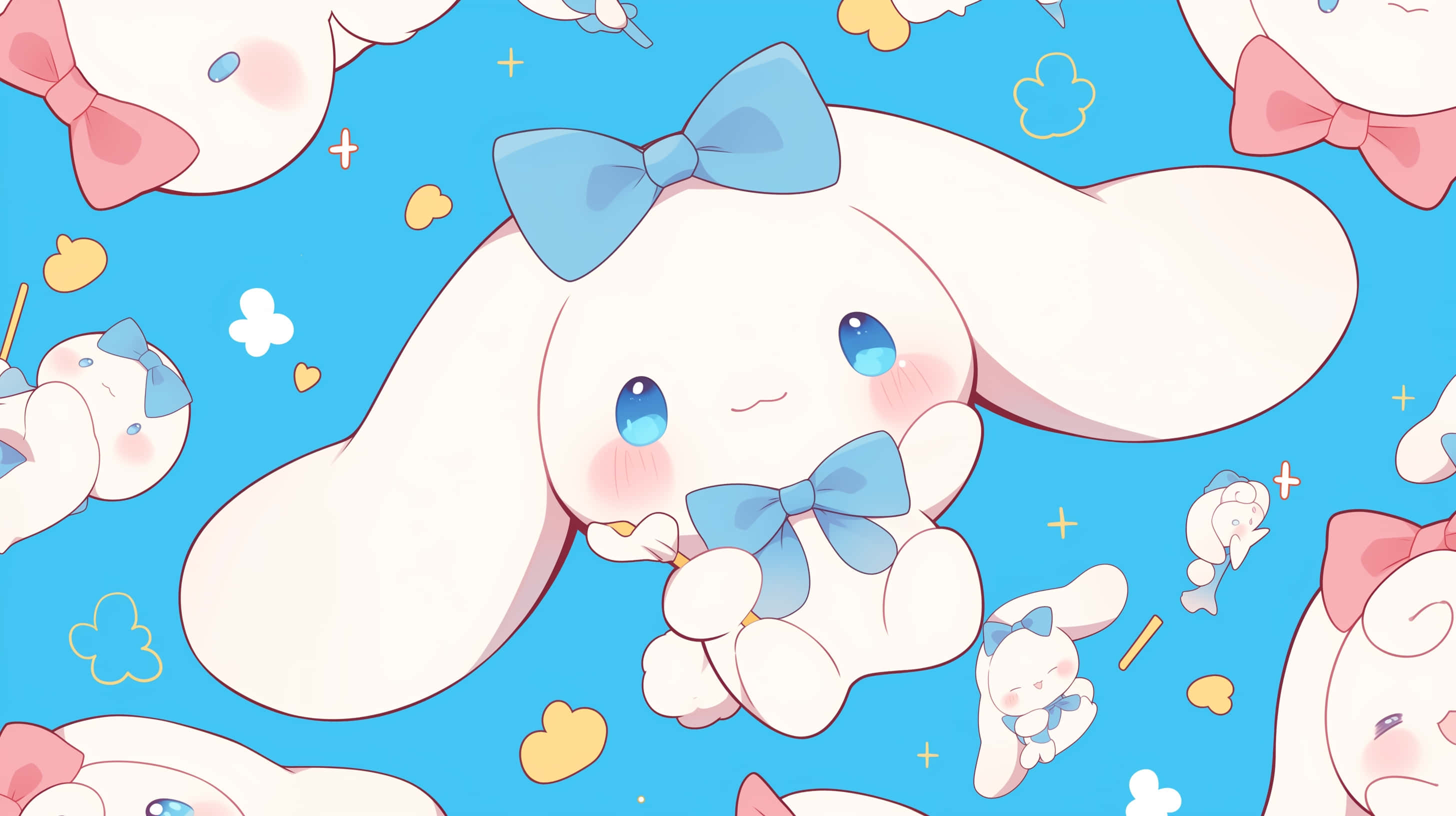 Cinnamoroll, blue bow, white bunny characters, 2K Desktop Wallpaper