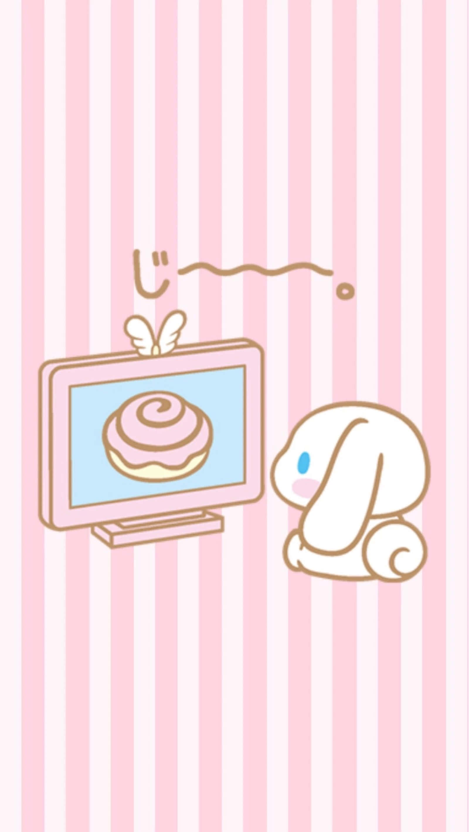 Cinnamoroll, pink frosted cupcake, pink TV, 2K Phone Wallpaper