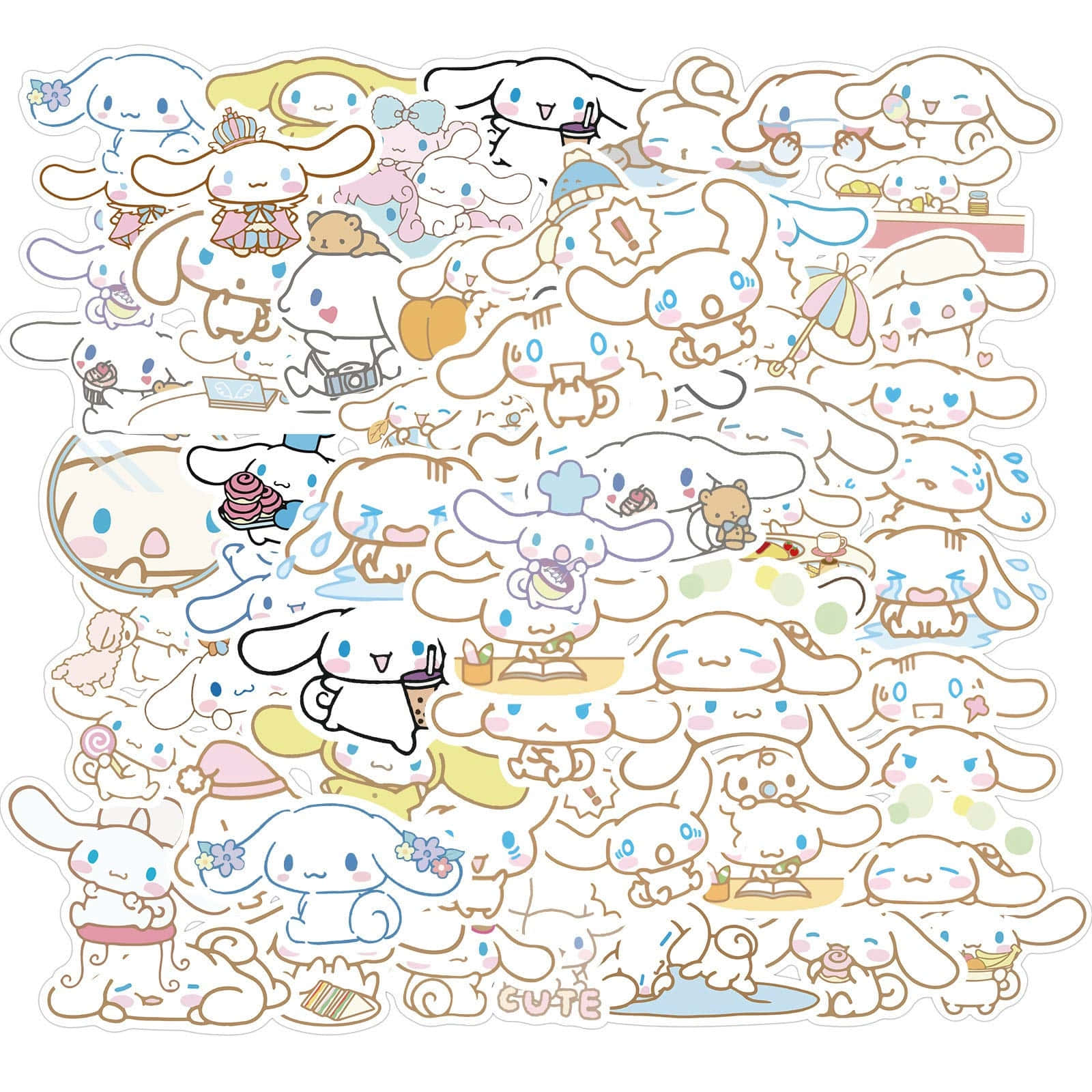 Cinnamoroll, pastel tones, collage, HD Desktop Wallpaper
