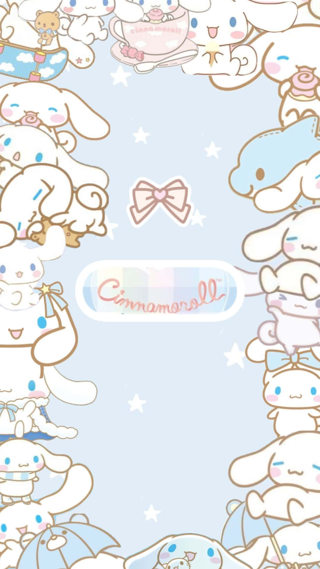 Cinnamoroll, pastel blue frame, stars, Full HD Phone Wallpaper