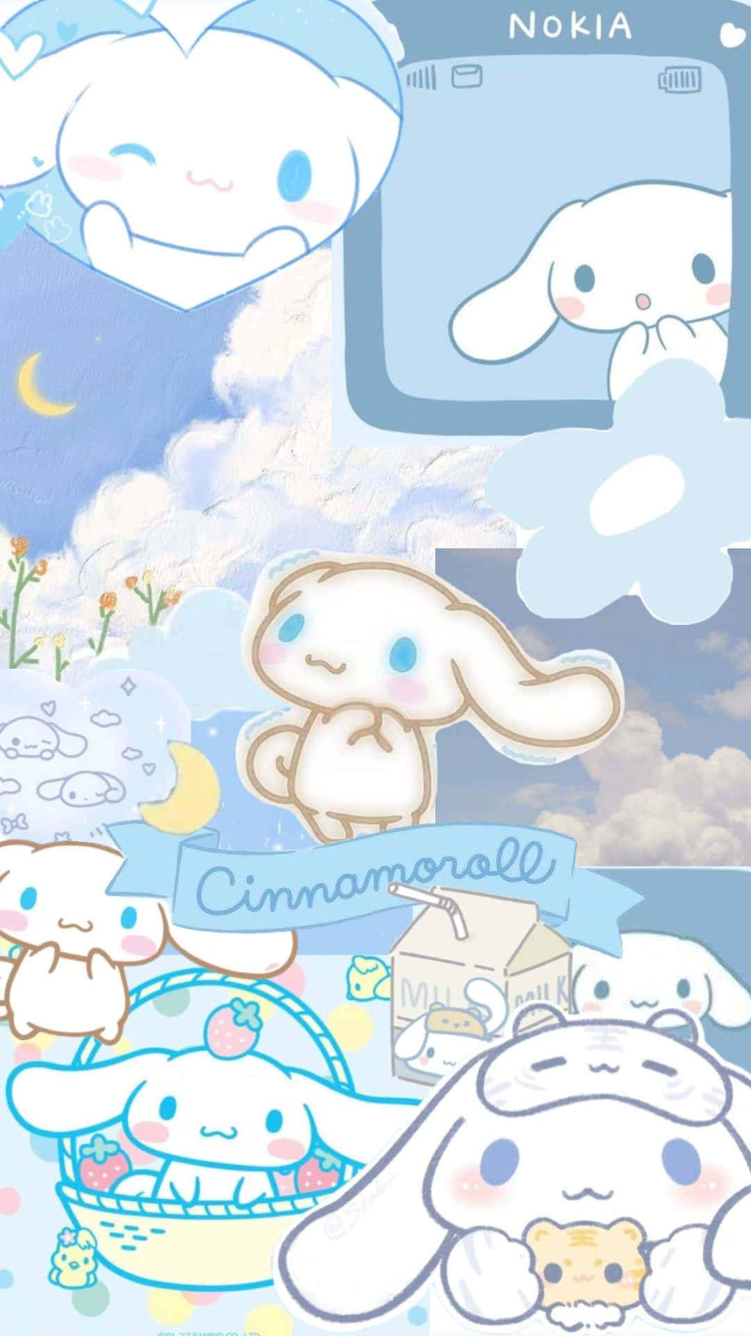 Cinnamoroll, pastel sky, clouds, Full HD Phone Wallpaper
