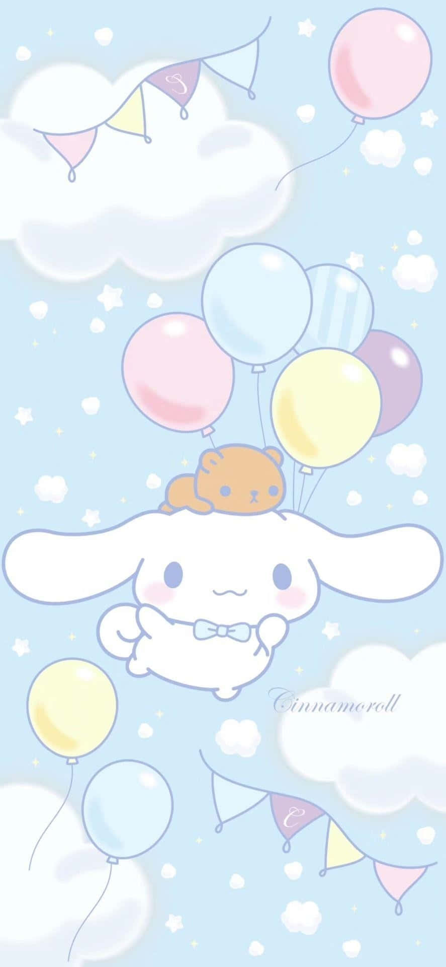Cinnamoroll, pastel balloons, clouds, Full HD Phone Wallpaper