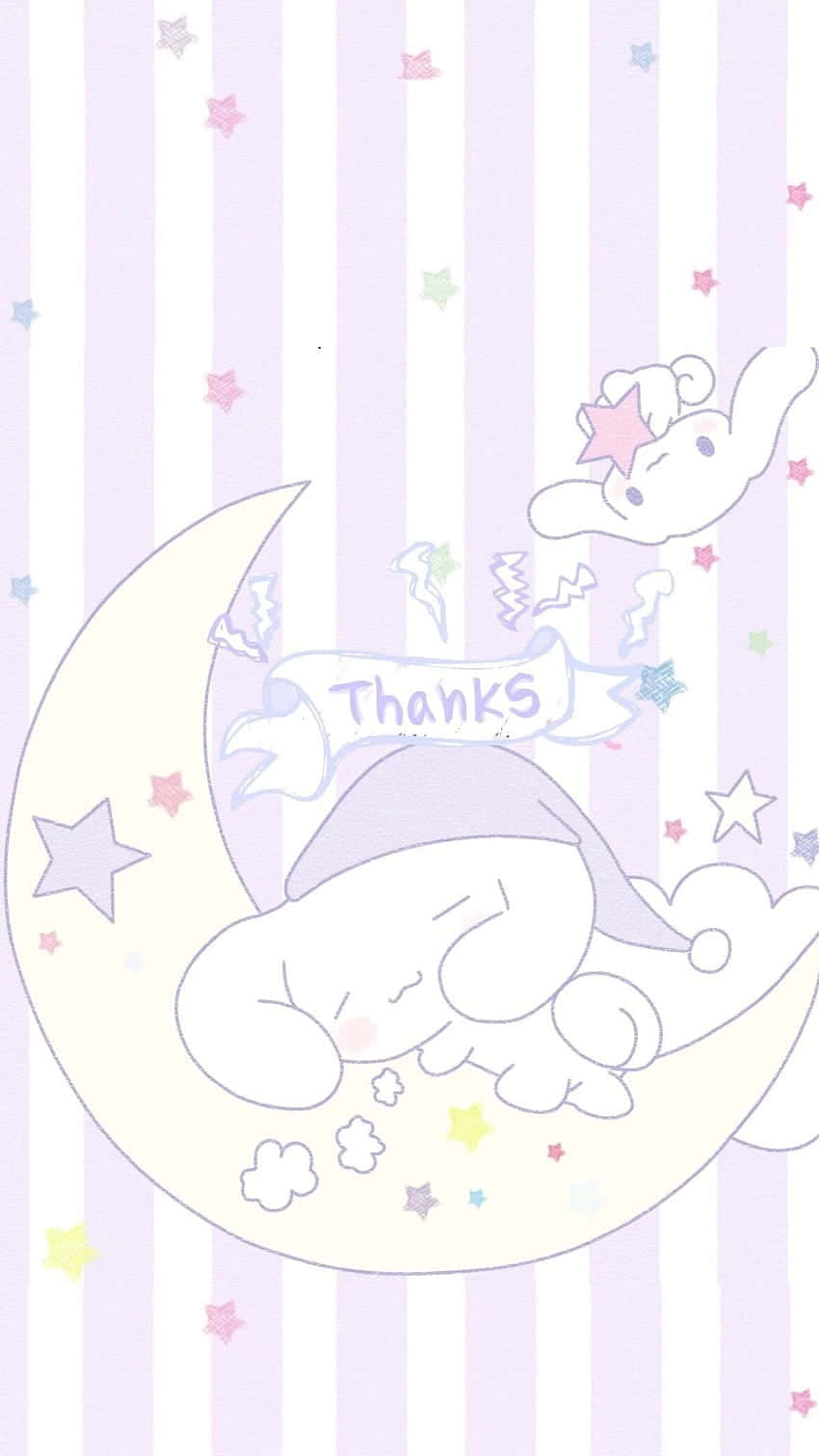 Cinnamoroll, crescent moon, stars, HD Phone Wallpaper