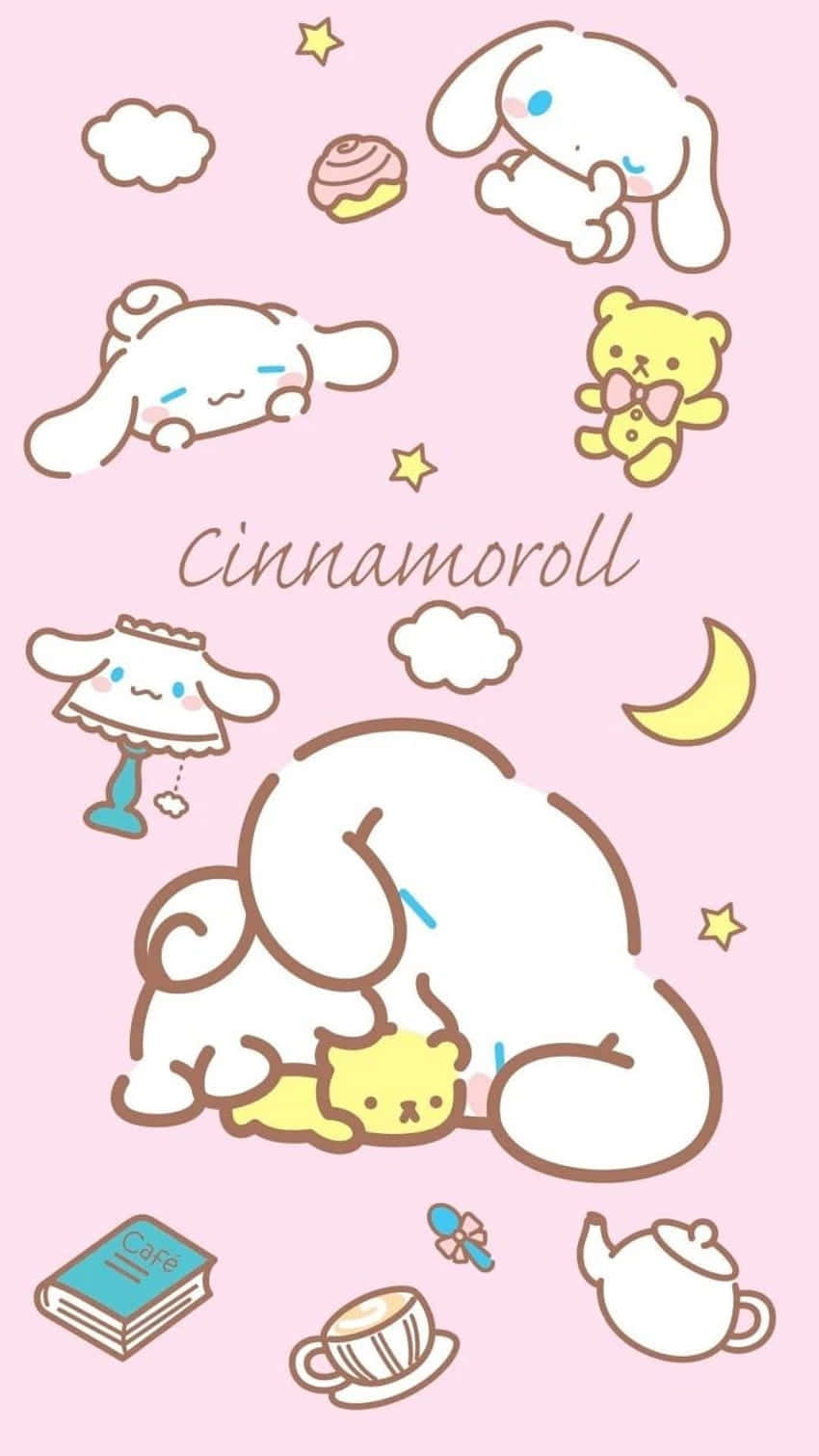 Cinnamoroll, pink background, clouds, HD Phone Wallpaper