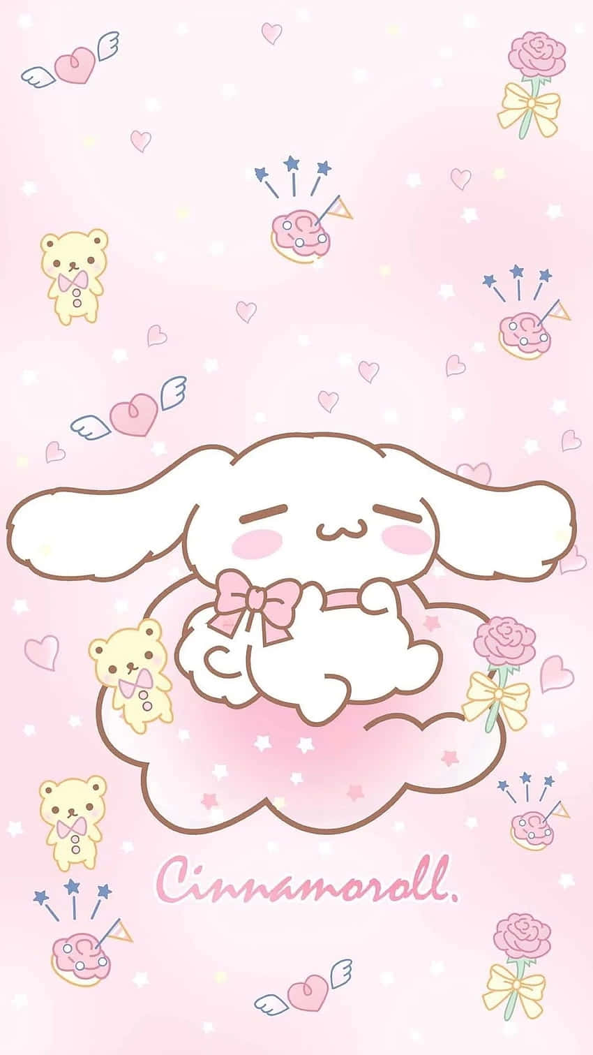 Cinnamoroll, pink cloud, hearts, HD Phone Wallpaper