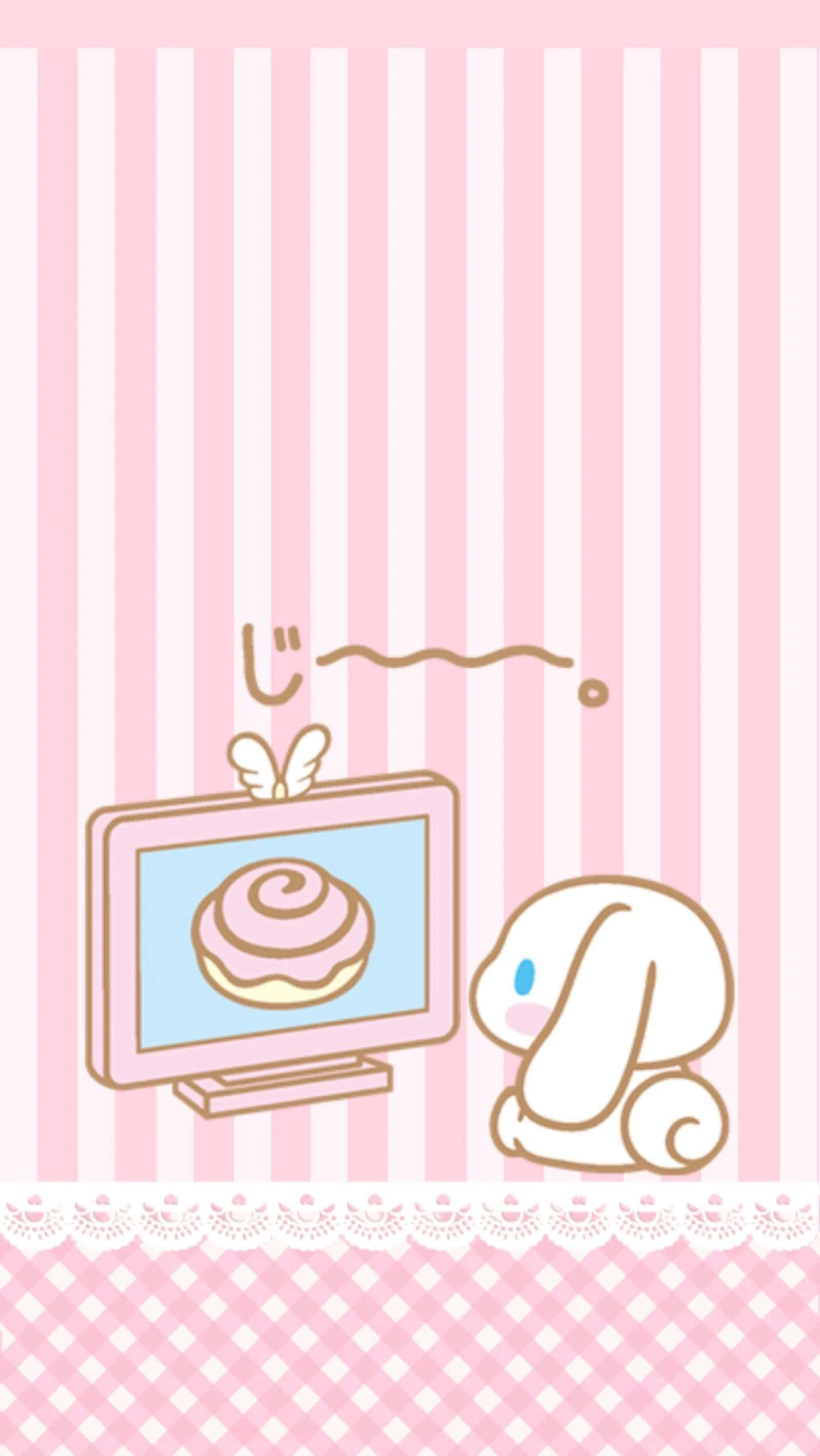 Cinnamoroll, pink-frosted cupcake, TV, 2K Phone Wallpaper
