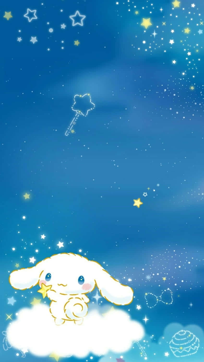 Cinnamoroll, starry blue sky, fluffy cloud, HD Phone Wallpaper