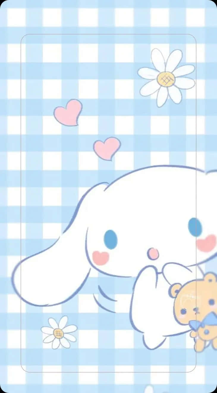Cinnamoroll, blue gingham background, light blue and white checkered background, HD Phone Wallpaper