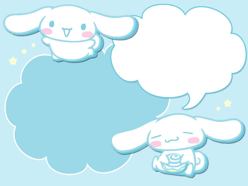 Cinnamoroll, white bunny characters, speech bubbles, SD Desktop Wallpaper
