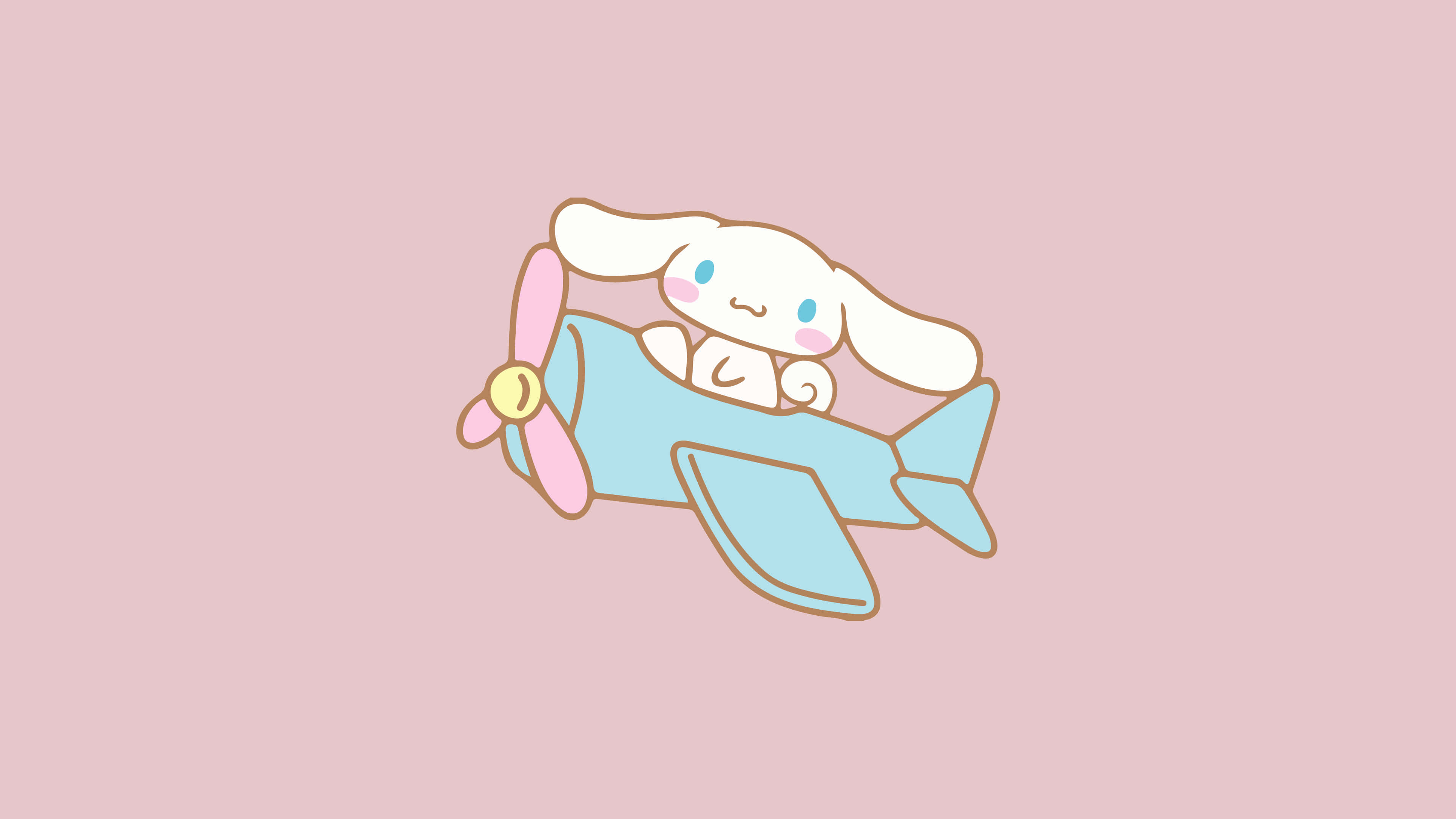 Cinnamoroll, light blue airplane, pink propeller, 4K Desktop Wallpaper
