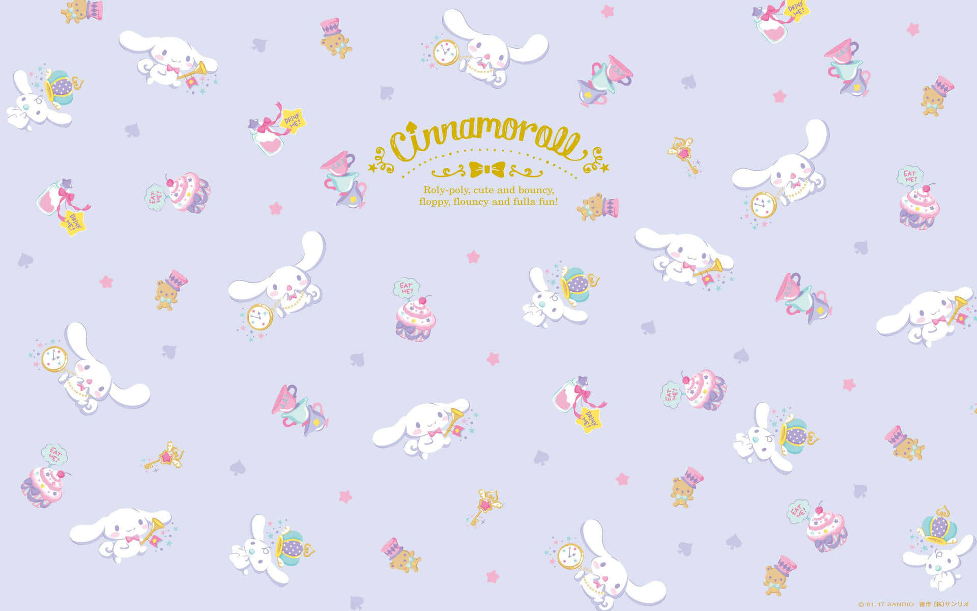 Cinnamoroll, pastel lavender, cupcakes, Full HD Desktop Wallpaper