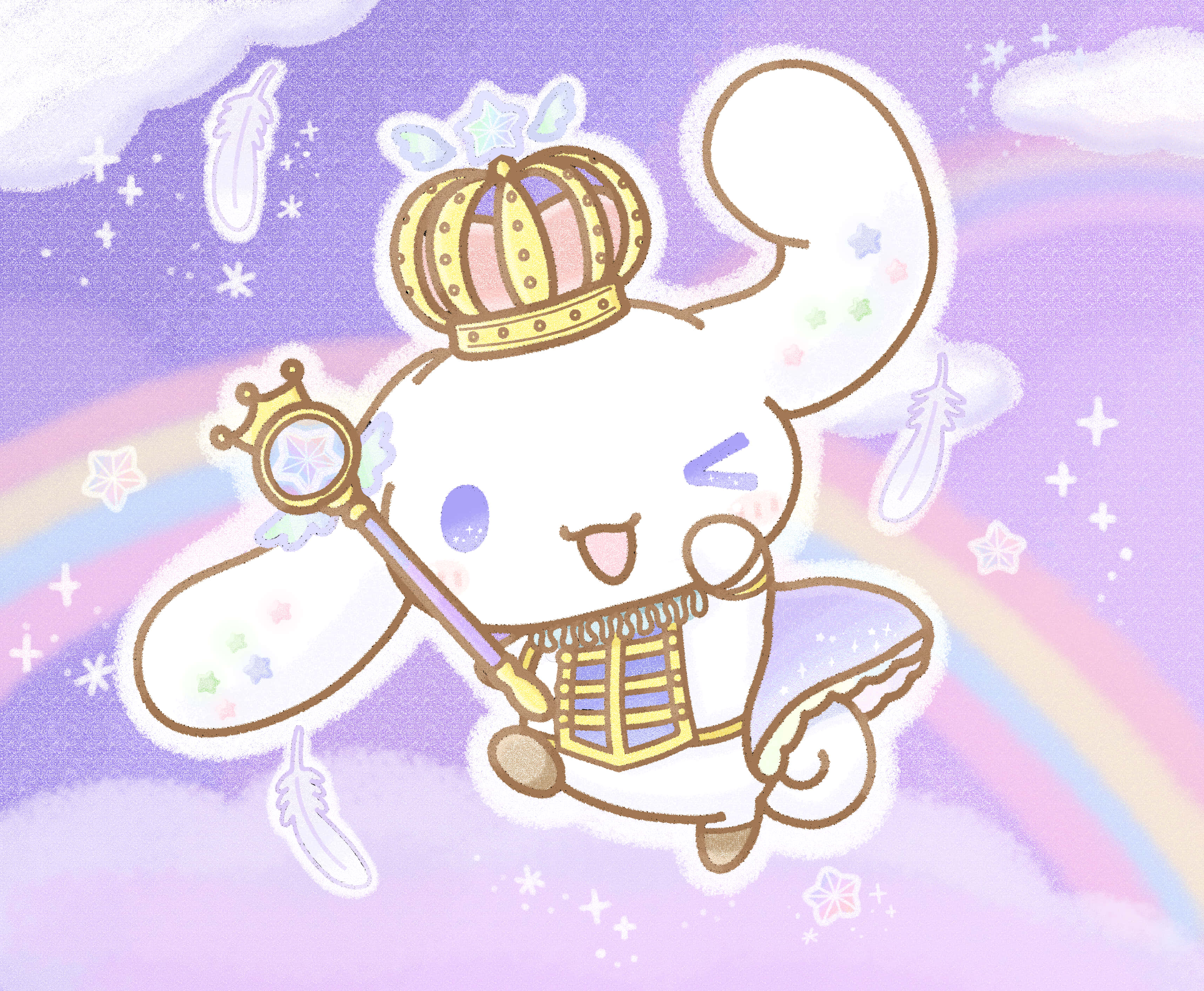 Cinnamoroll, white bunny, crown, 2K Desktop Wallpaper
