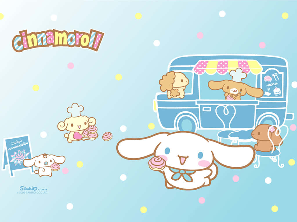 Cinnamoroll, pastel sky, colorful confetti, SD Desktop Wallpaper