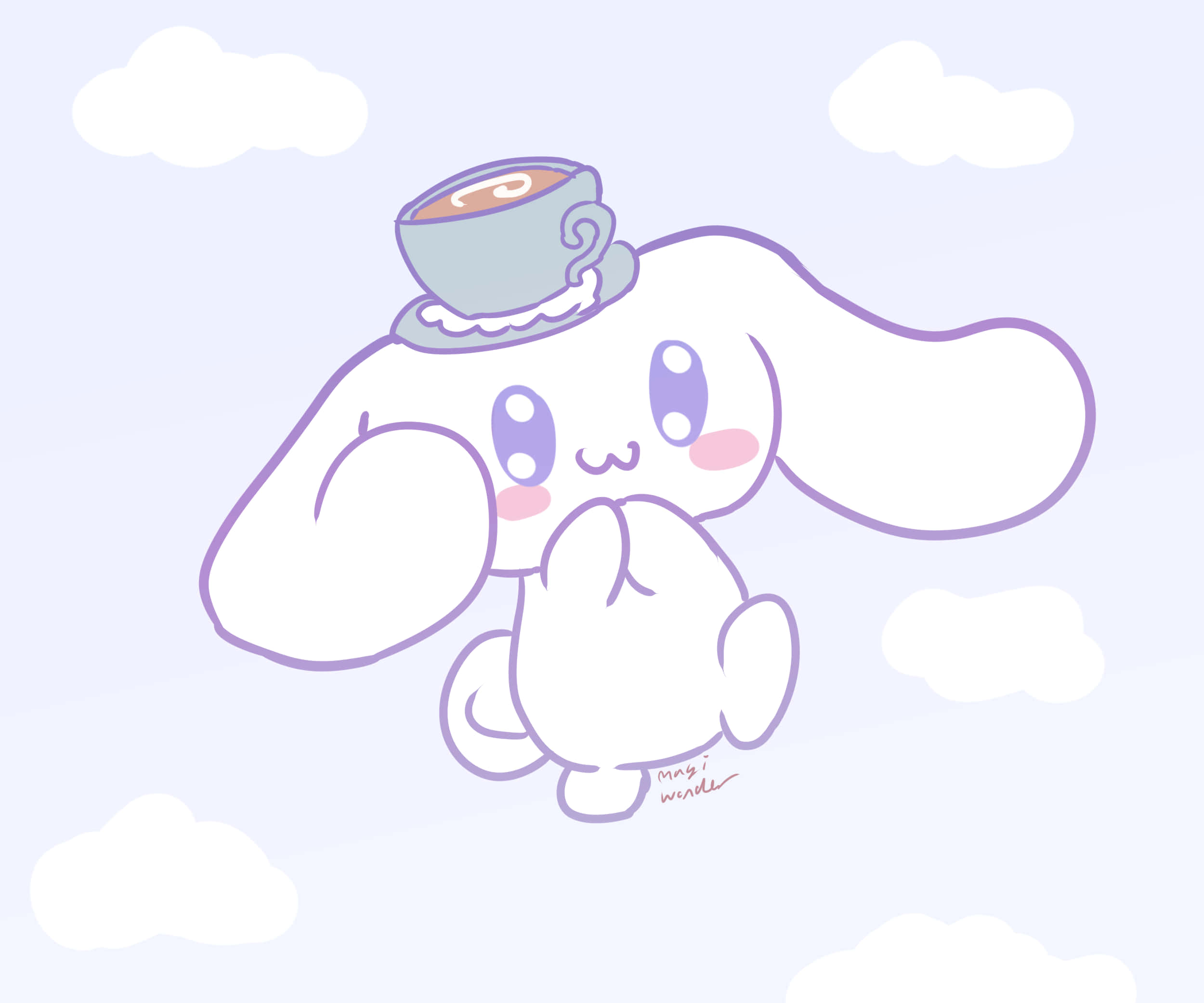 Cinnamoroll, white bunny, purple outlines, Full HD Desktop Wallpaper
