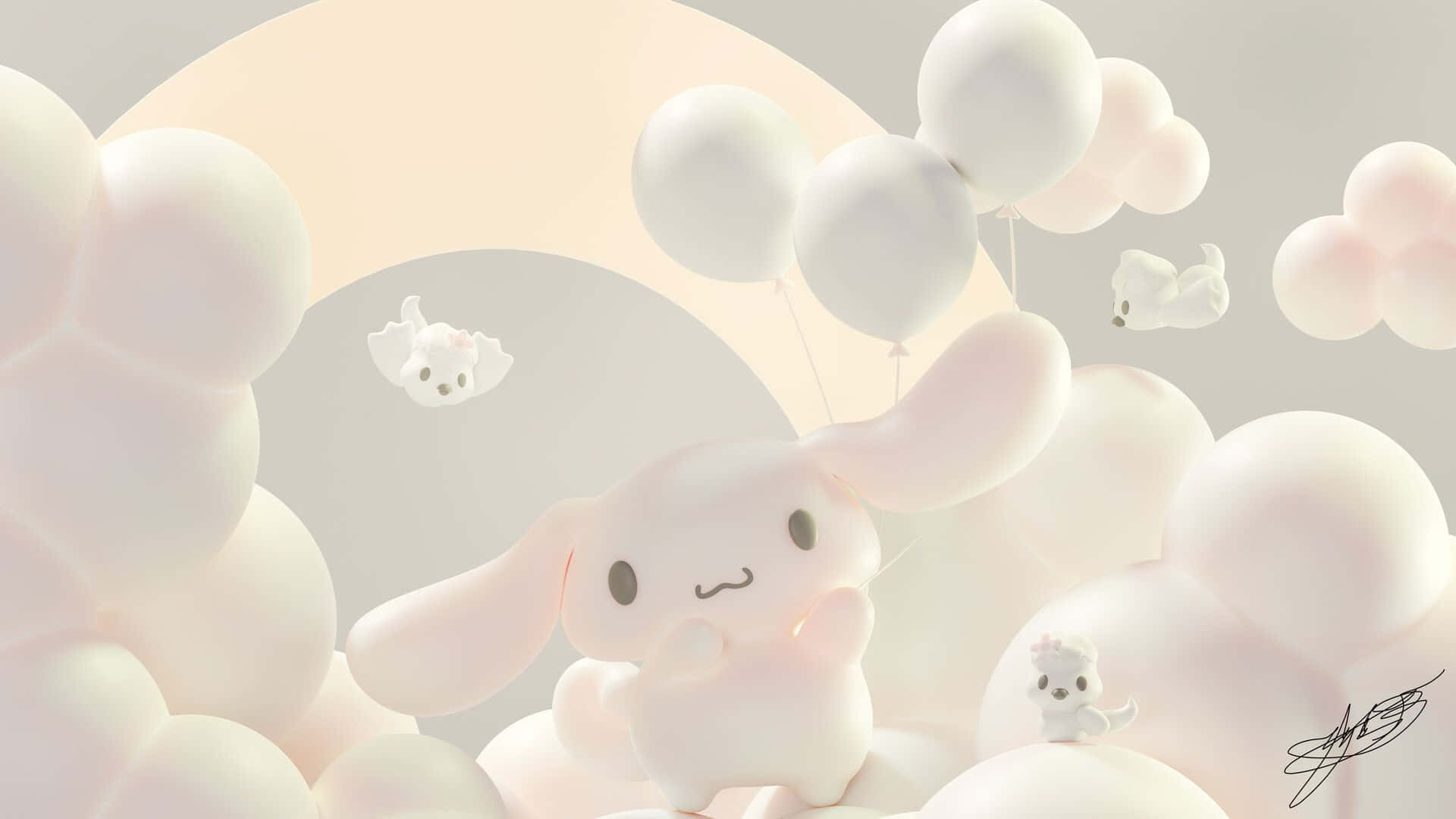 Cinnamoroll, white bunny, pink bunny, Full HD Desktop Wallpaper