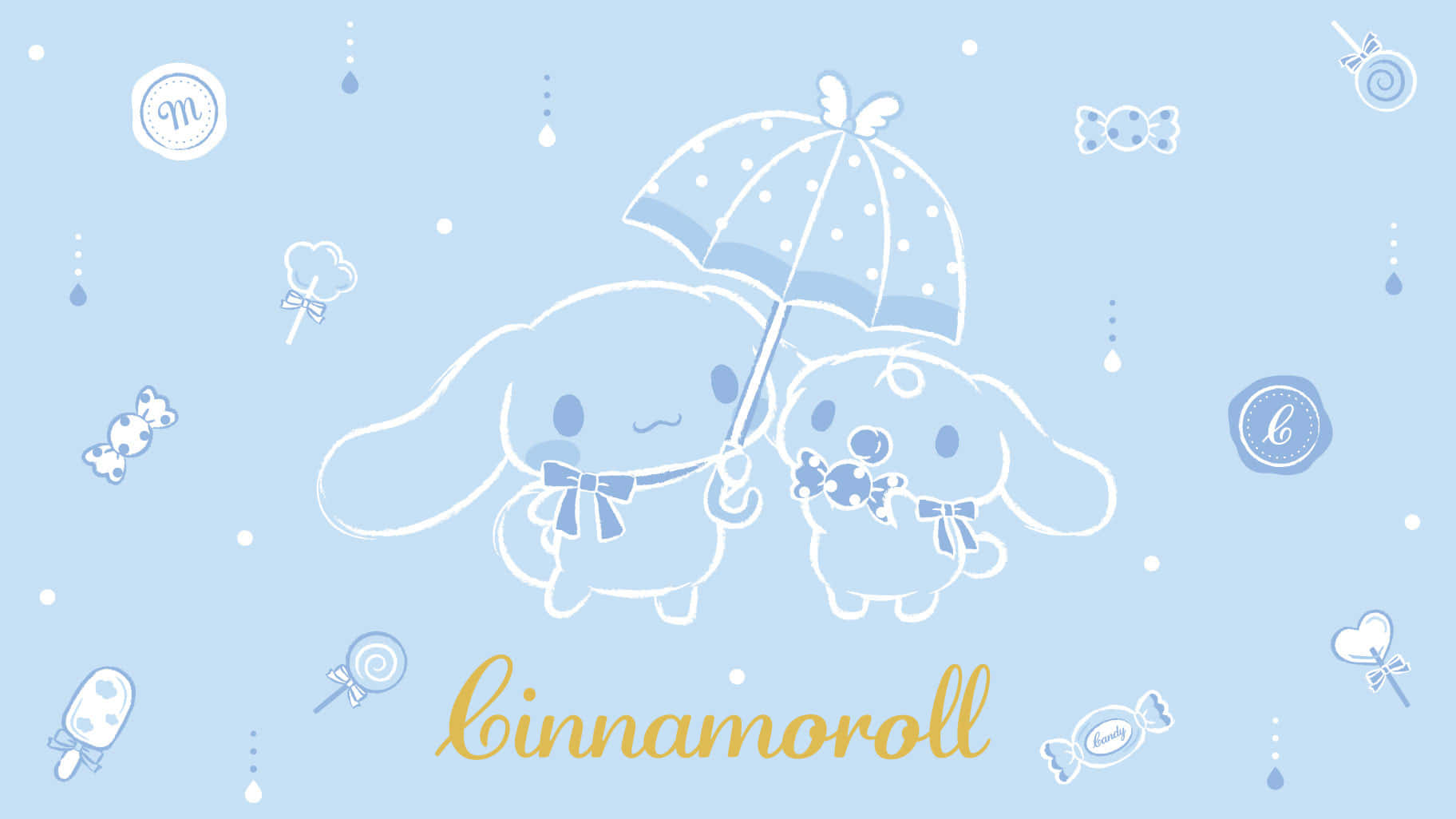 Cinnamoroll, blue bunny characters, polka-dot umbrella, HD Desktop Wallpaper