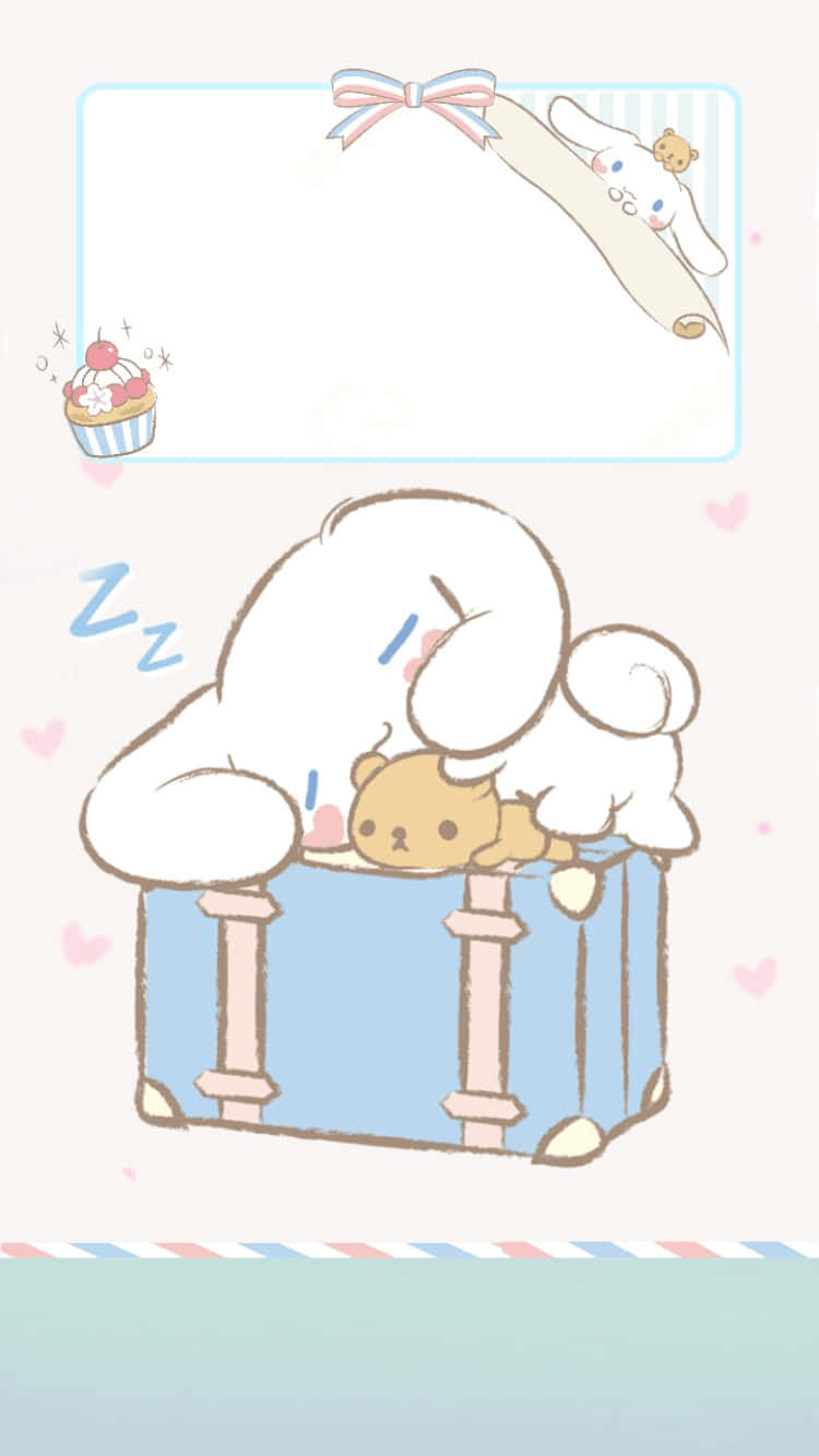 Cinnamoroll, white bunny, blue suitcase, HD Phone Wallpaper