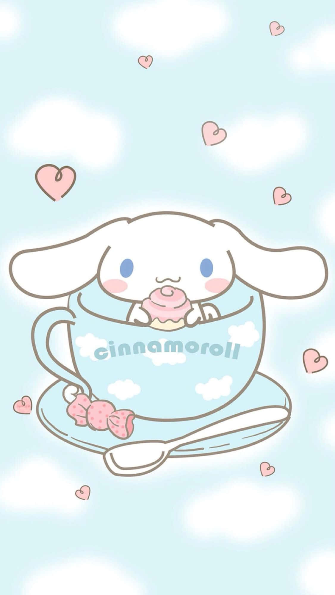 Cinnamoroll, pastel blue teacup, pink cupcake, Full HD Phone Wallpaper