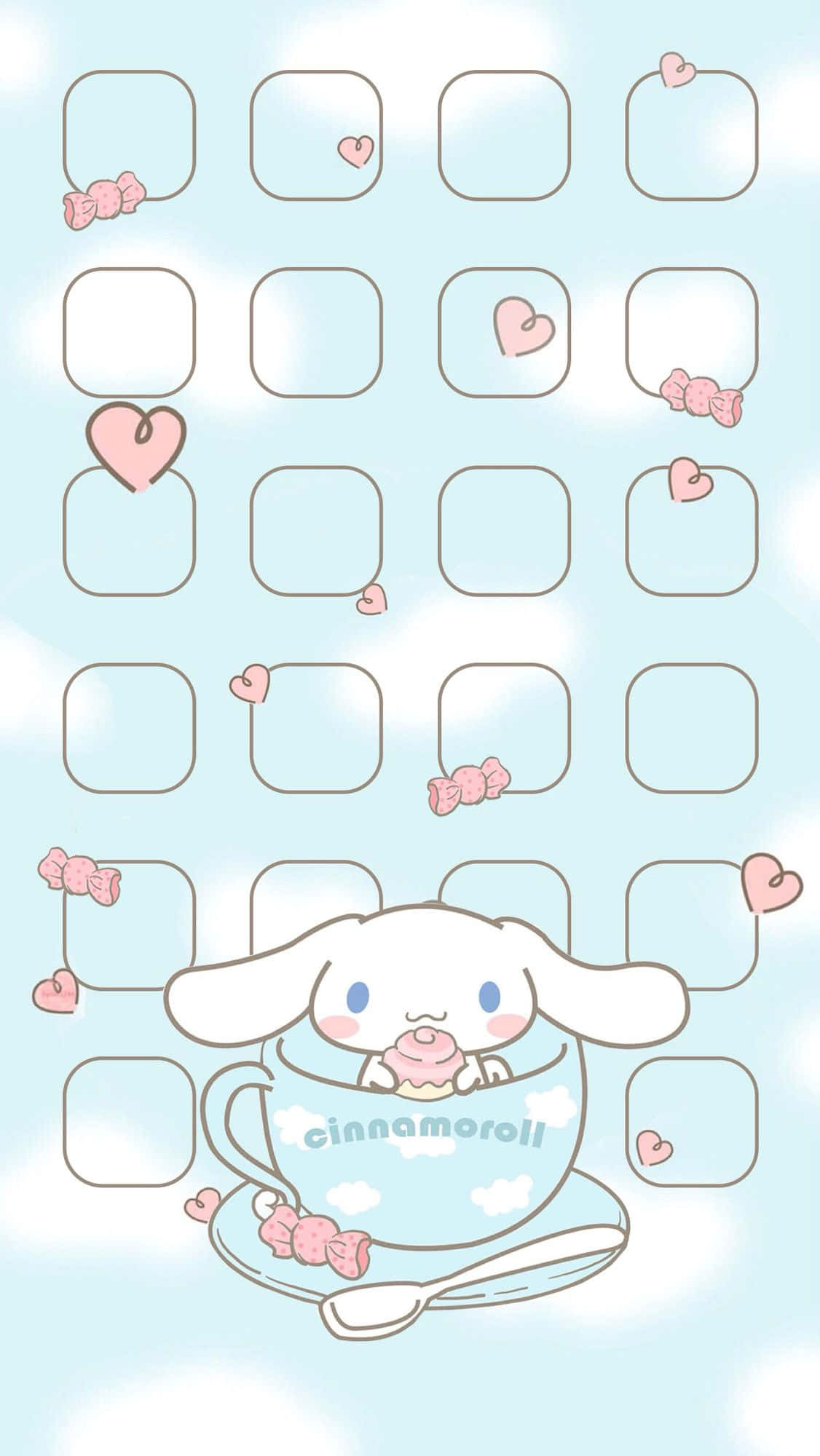 Cinnamoroll, cloud-patterned teacup, pink donut, Full HD Phone Wallpaper