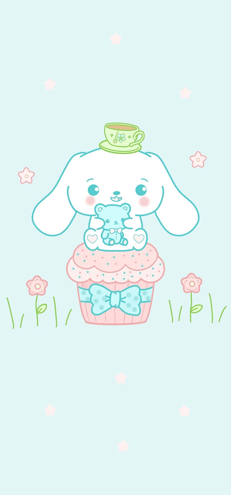 Cinnamoroll, pink cupcake, tiny blue bear, HD Phone Wallpaper