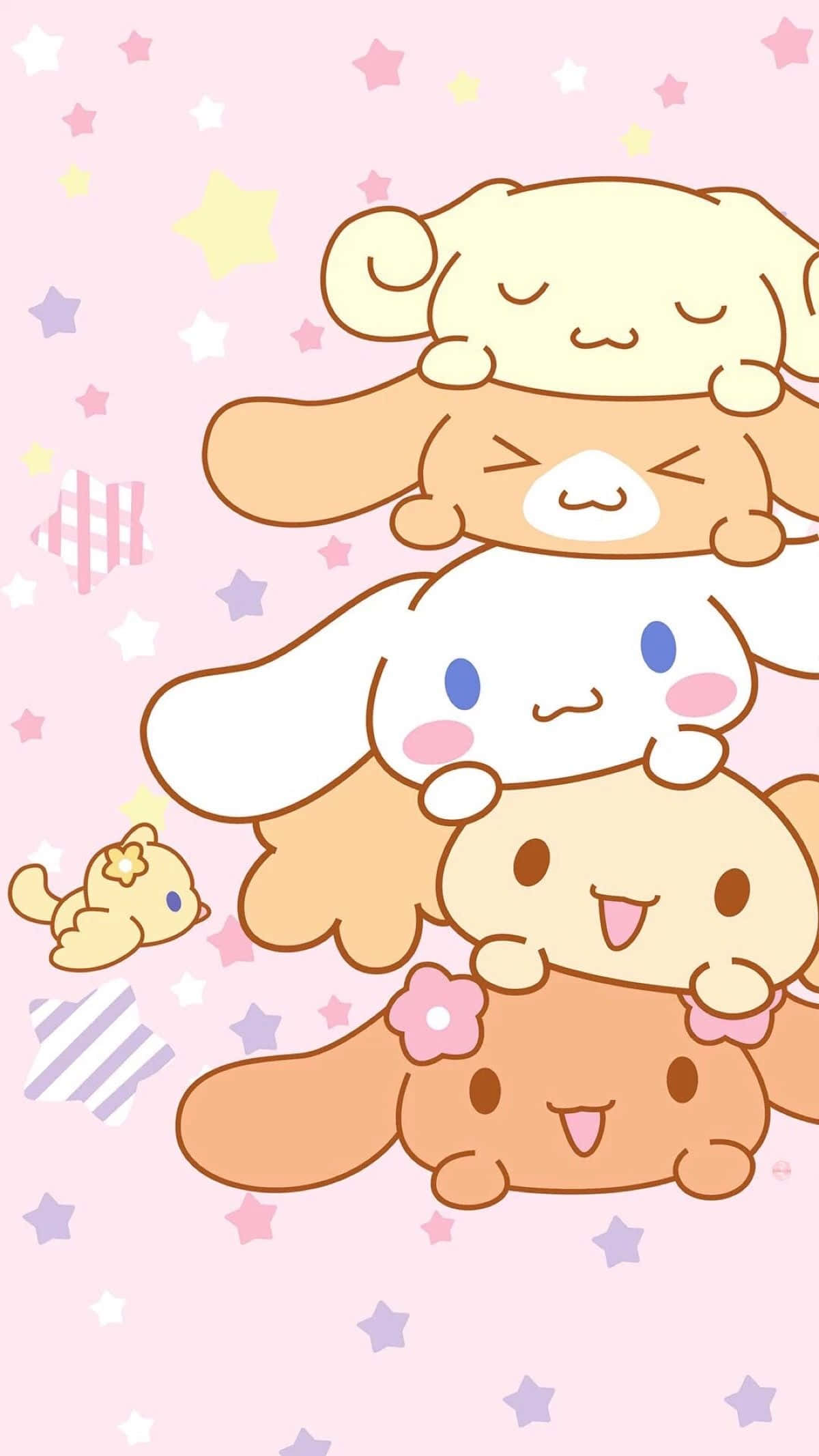 Cinnamoroll Phone, kawaii animals, pink background, Full HD Phone Wallpaper