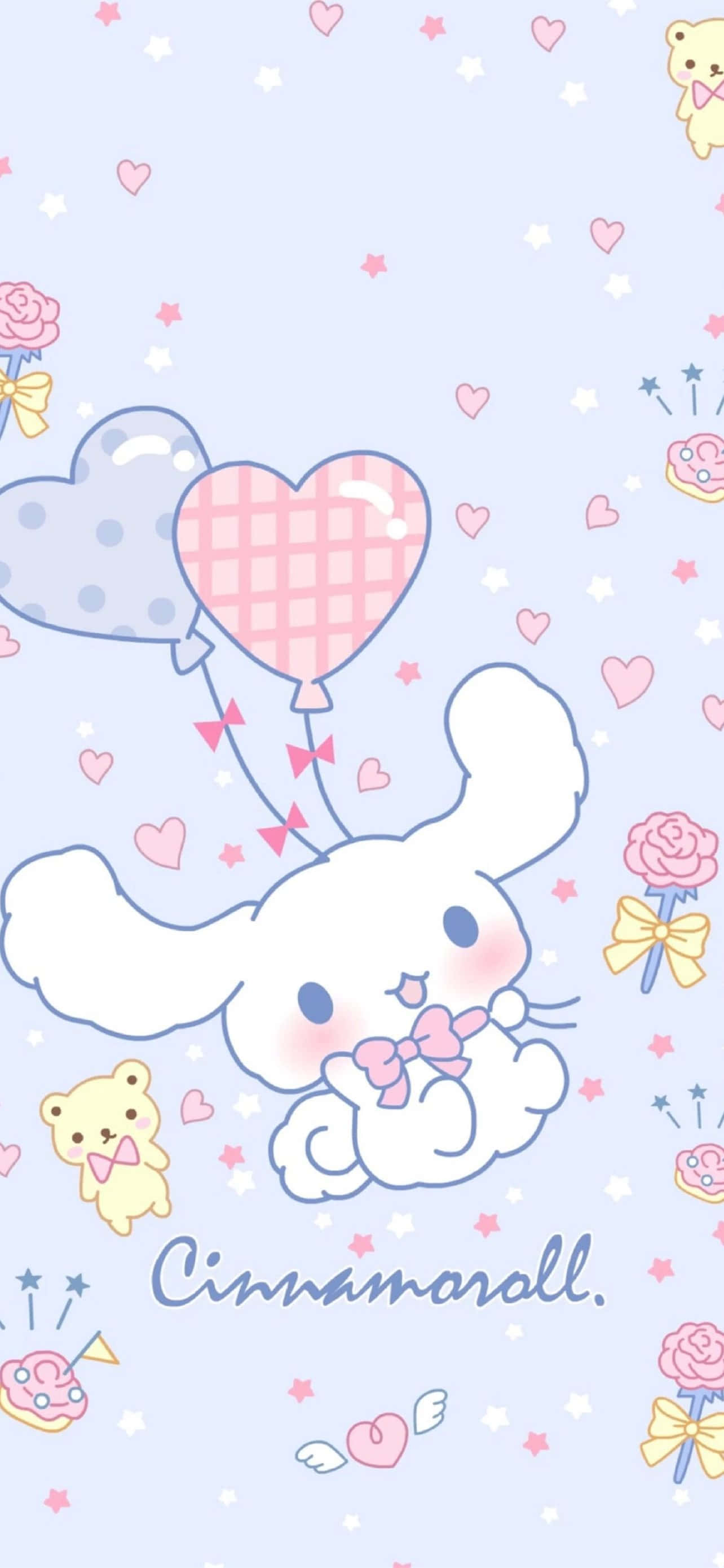 Cinnamoroll Sanrio, white bunny, pink bow, 2K Phone Wallpaper