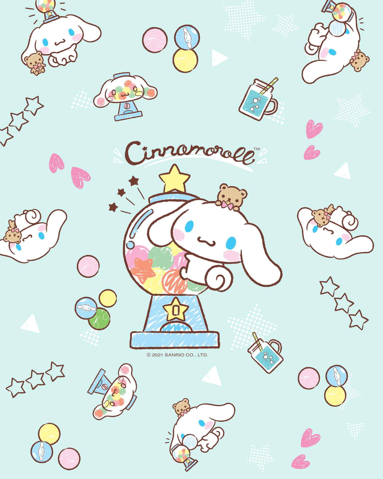 Cinnamoroll, Sanrio, pastel mint background, HD Phone Wallpaper