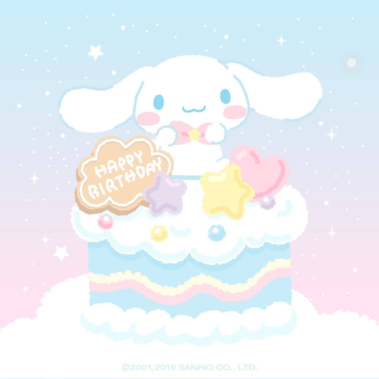 Cinnamoroll, pastel birthday cake, stars, HD Desktop Wallpaper