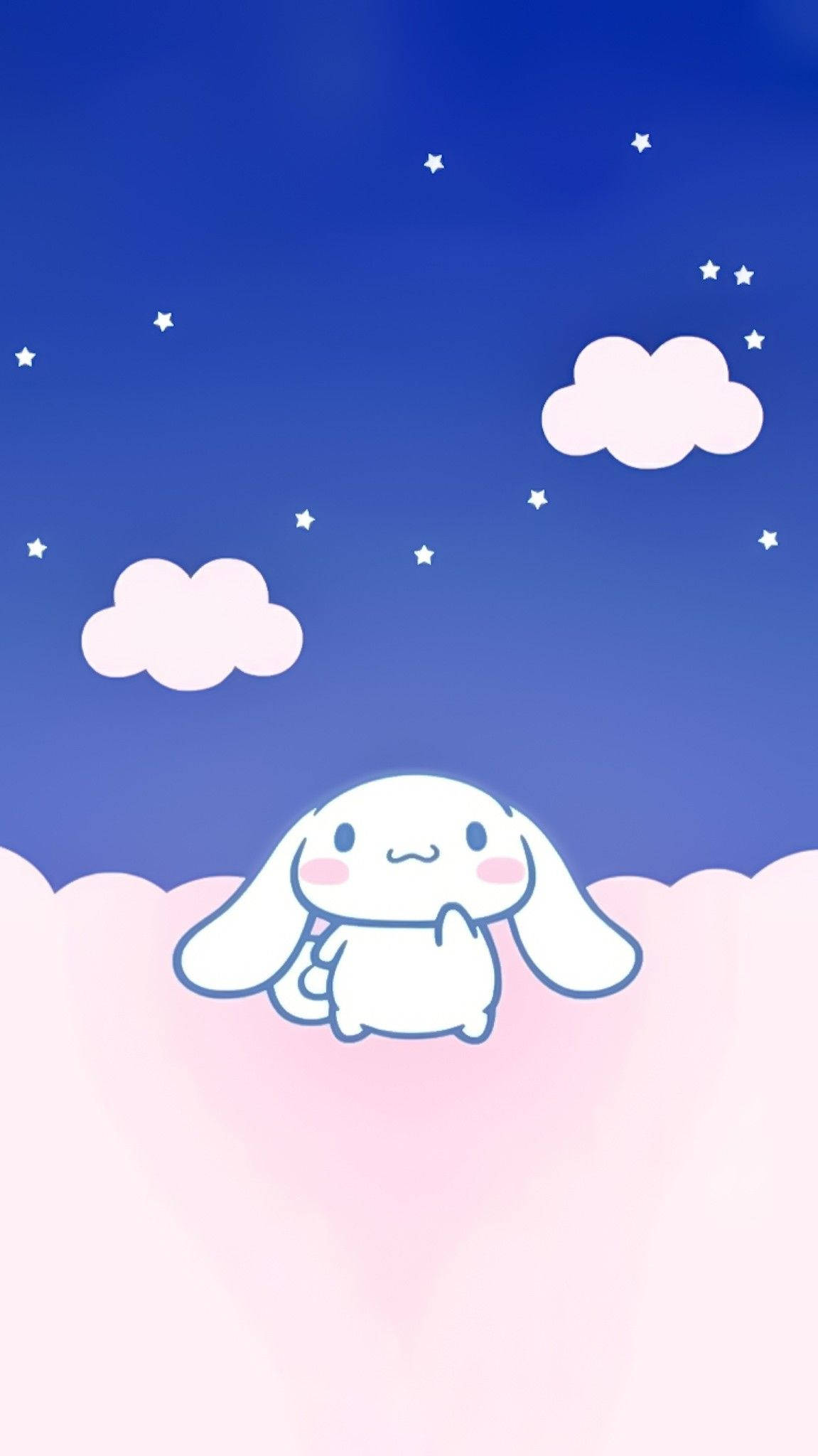 Cinnamoroll, starry blue night sky, pink cloud, Full HD Phone Wallpaper