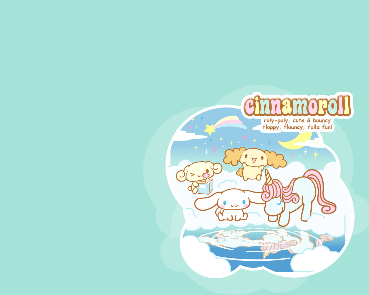 Cinnamoroll, unicorn rainbow, stars, HD Desktop Wallpaper