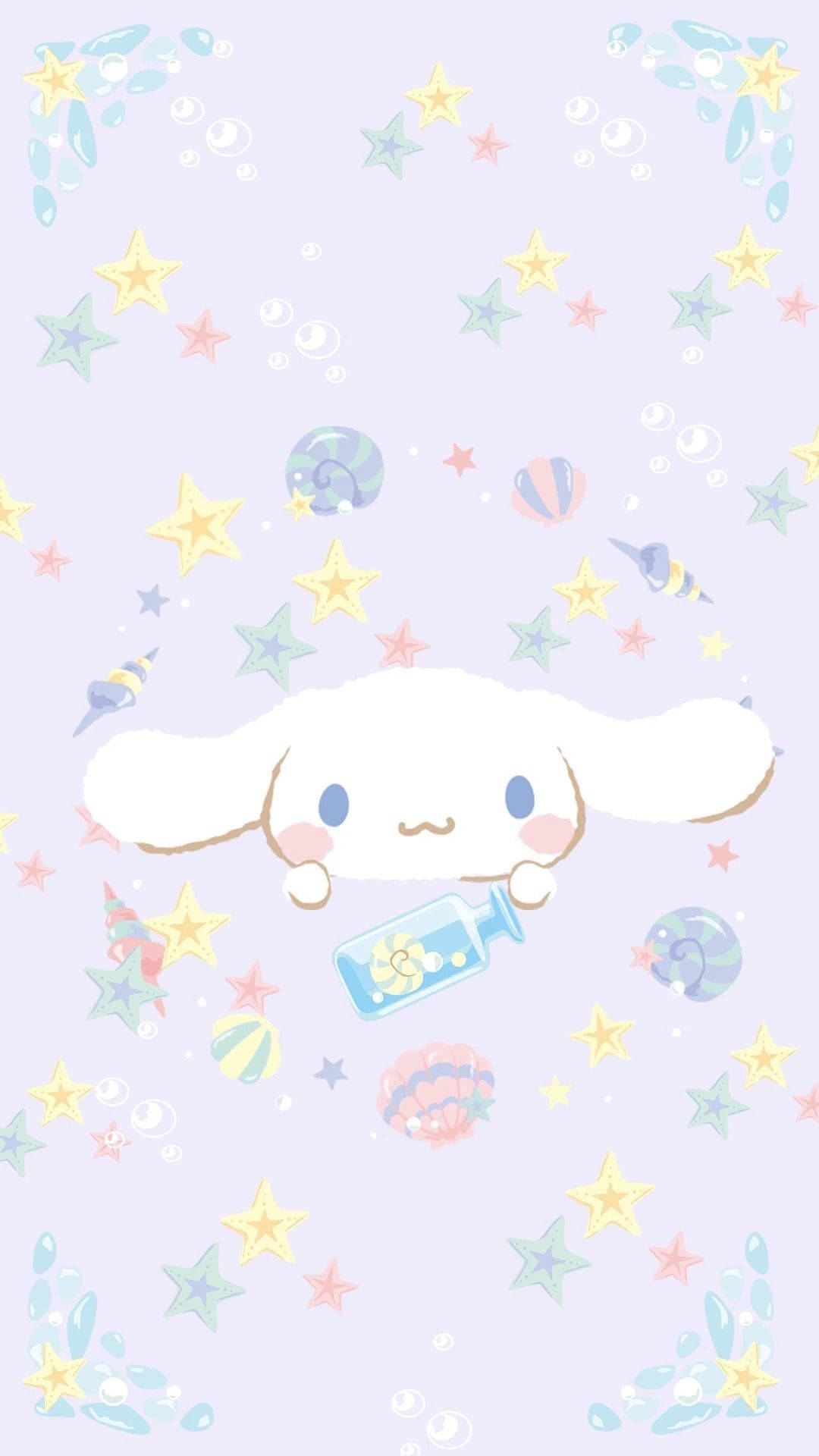 Cinnamoroll, sea shells, pastel purple background, Full HD Phone Wallpaper