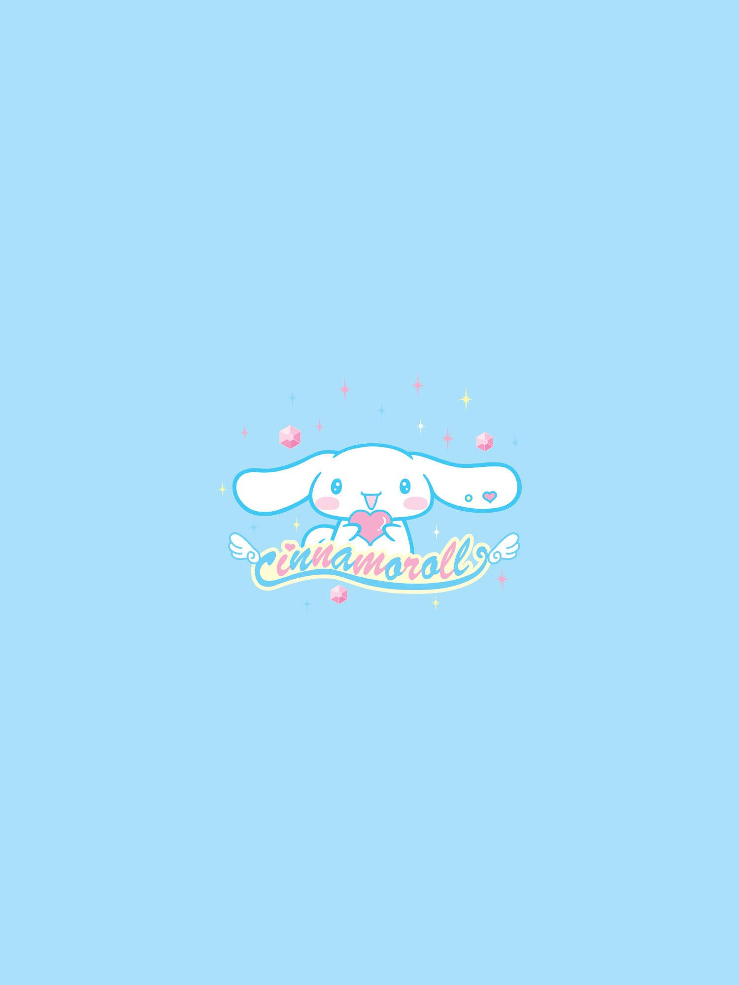 Cinnamoroll, blue background, pink heart, Full HD Phone Wallpaper