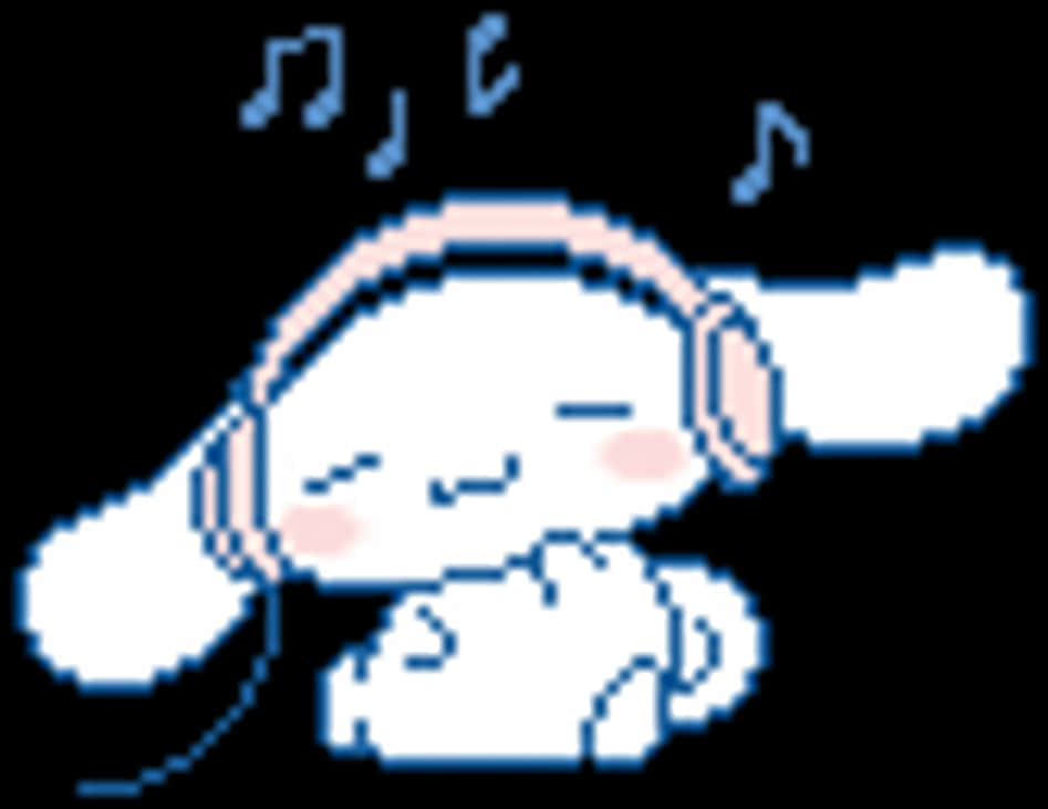 Cinnamoroll, pixel art, pink headphones, SD Desktop Wallpaper