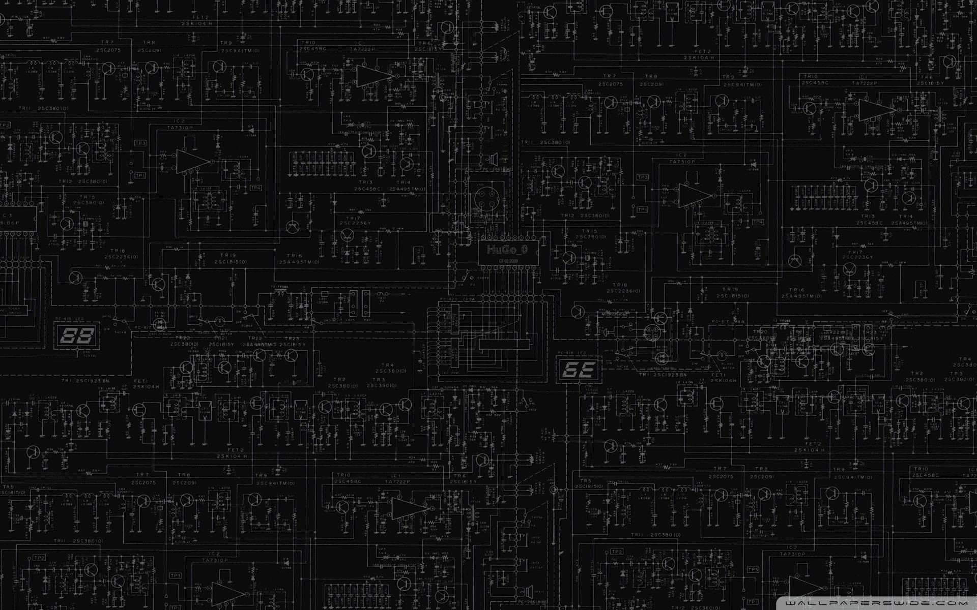circuit boards, black and white schematic diagram, circuit symbols, Full HD Desktop Wallpaper