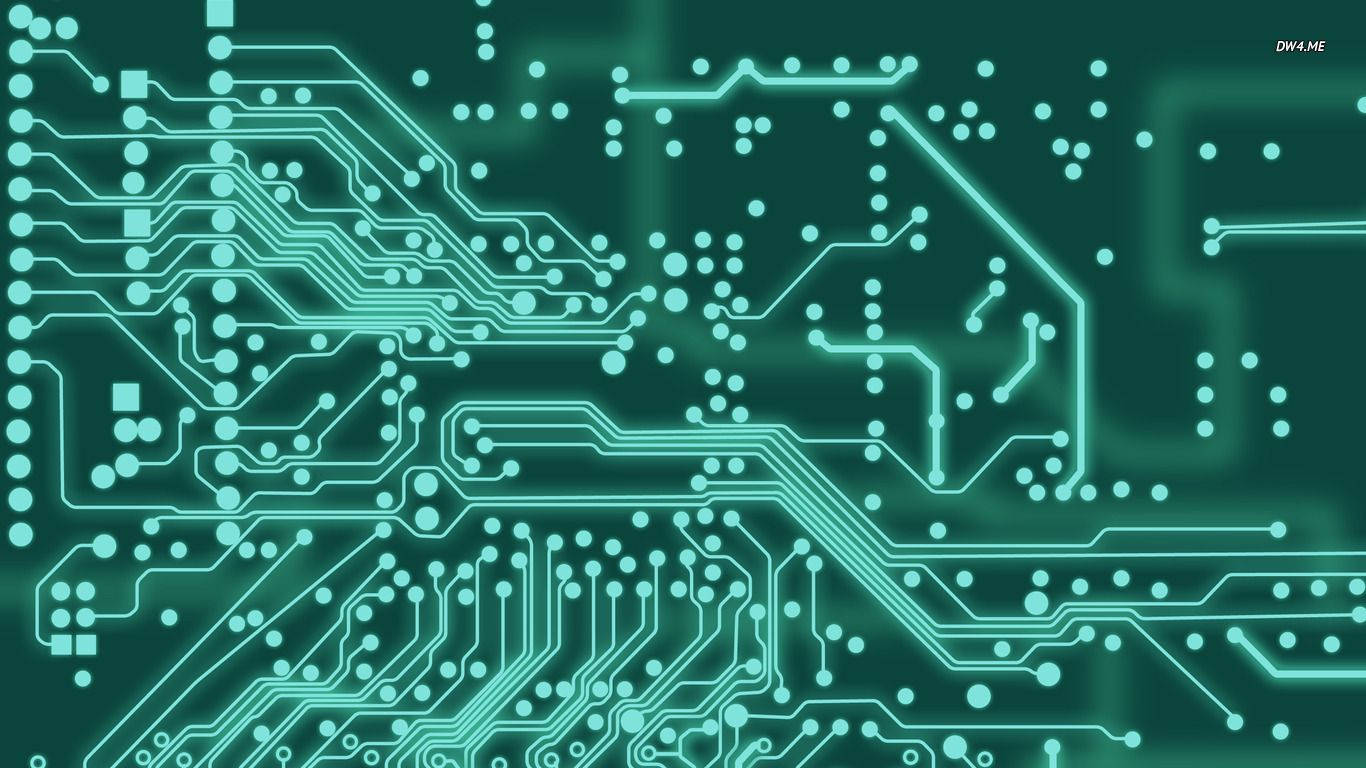 green dotted circuit board, glowing teal circuit board, intricate pathways, HD Desktop Wallpaper