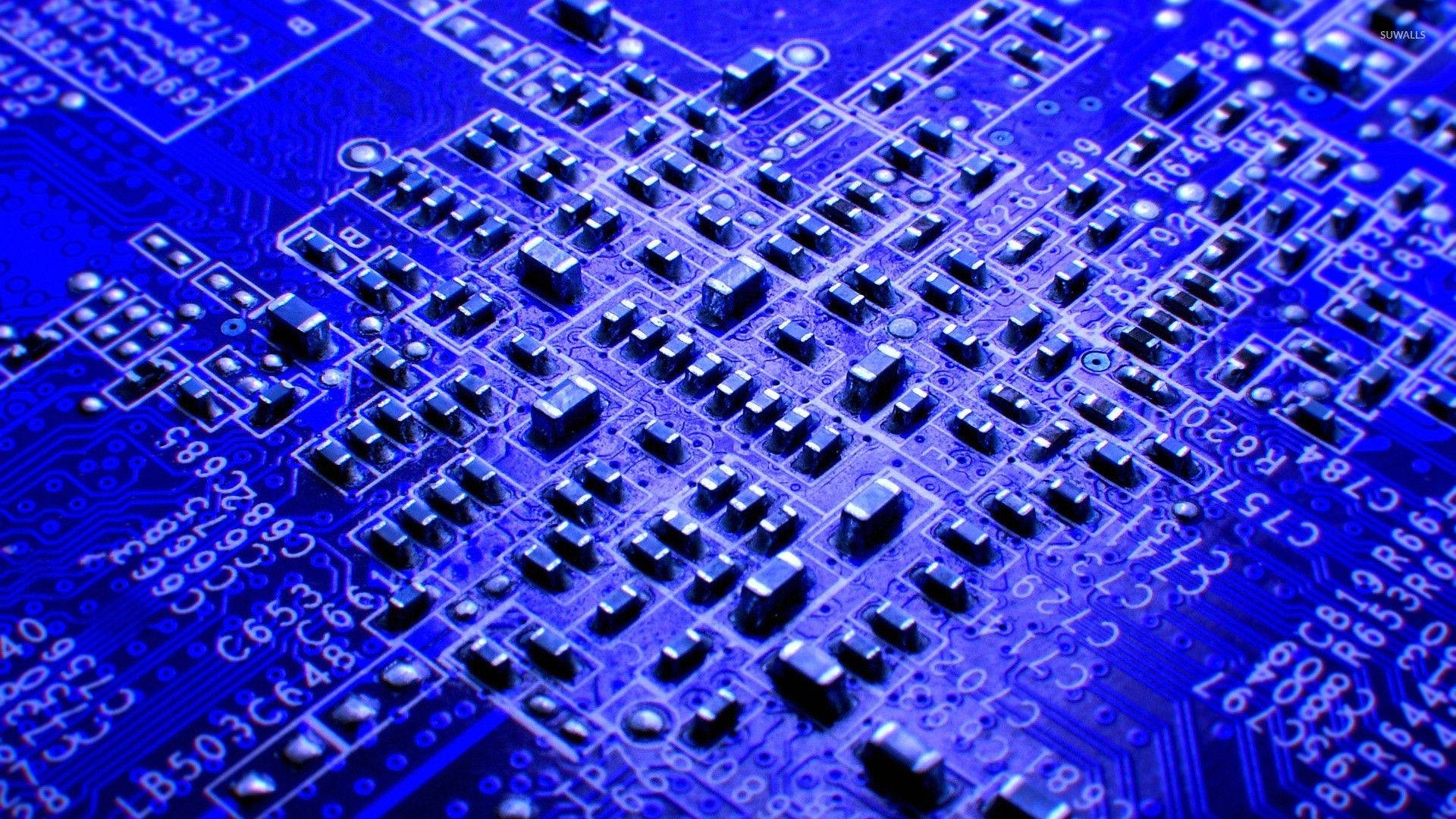 circuit board, blue, intricate pathways, Full HD Desktop Wallpaper
