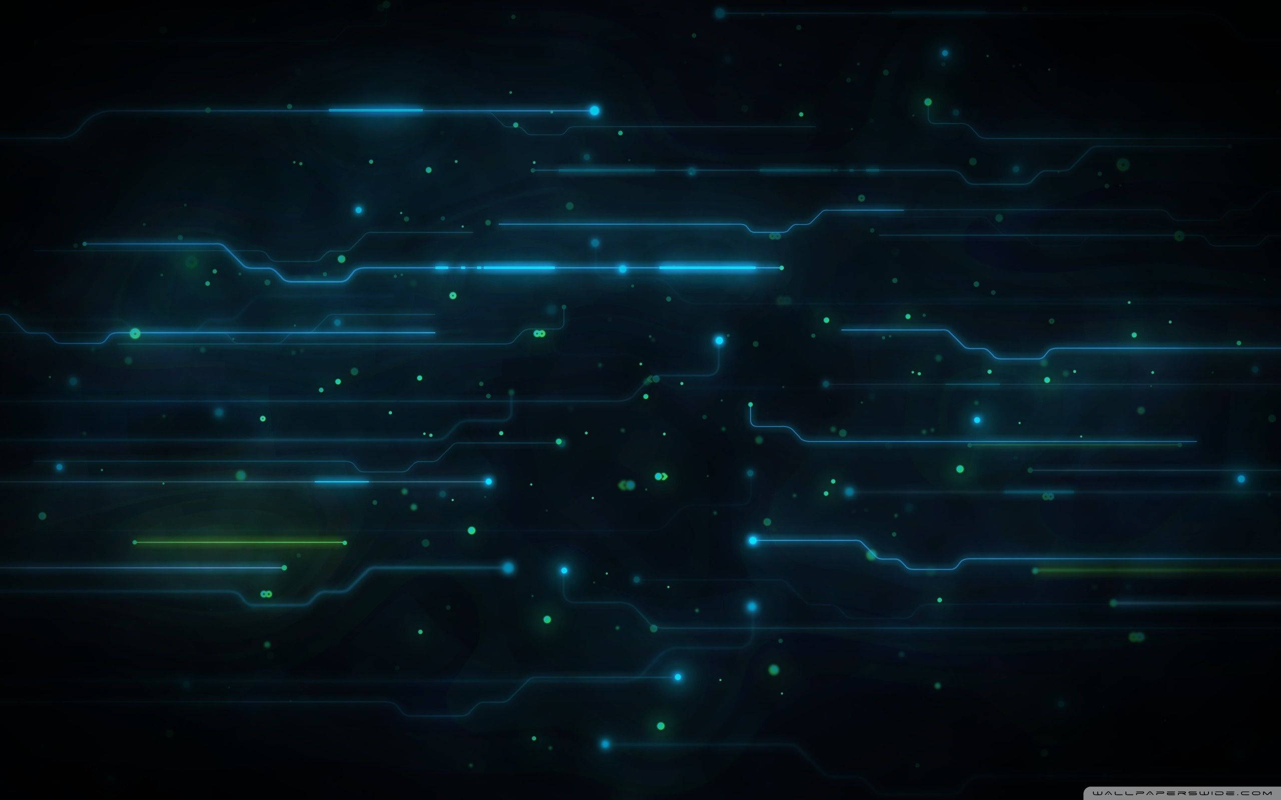 holographic circuit board, glowing blue, glowing green, 2K Desktop Wallpaper