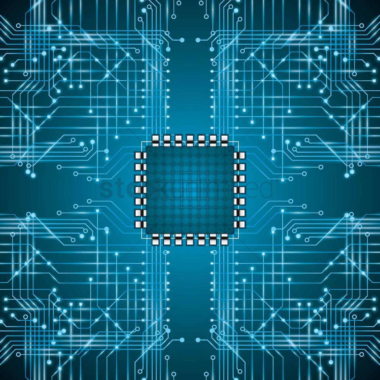 microchip, circuit board, glowing blue, HD Desktop Wallpaper