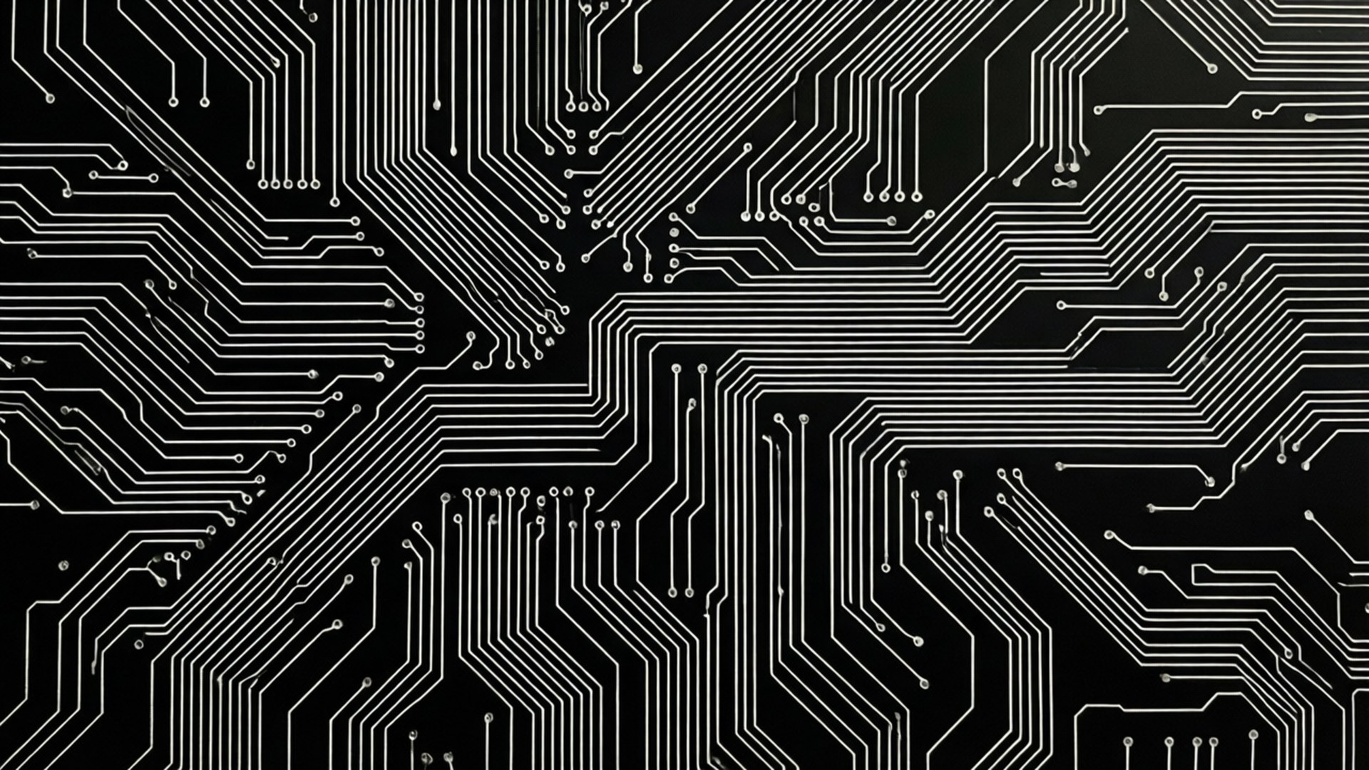 monochrome circuit, black circuit board, white conductive pathways, Full HD Desktop Wallpaper